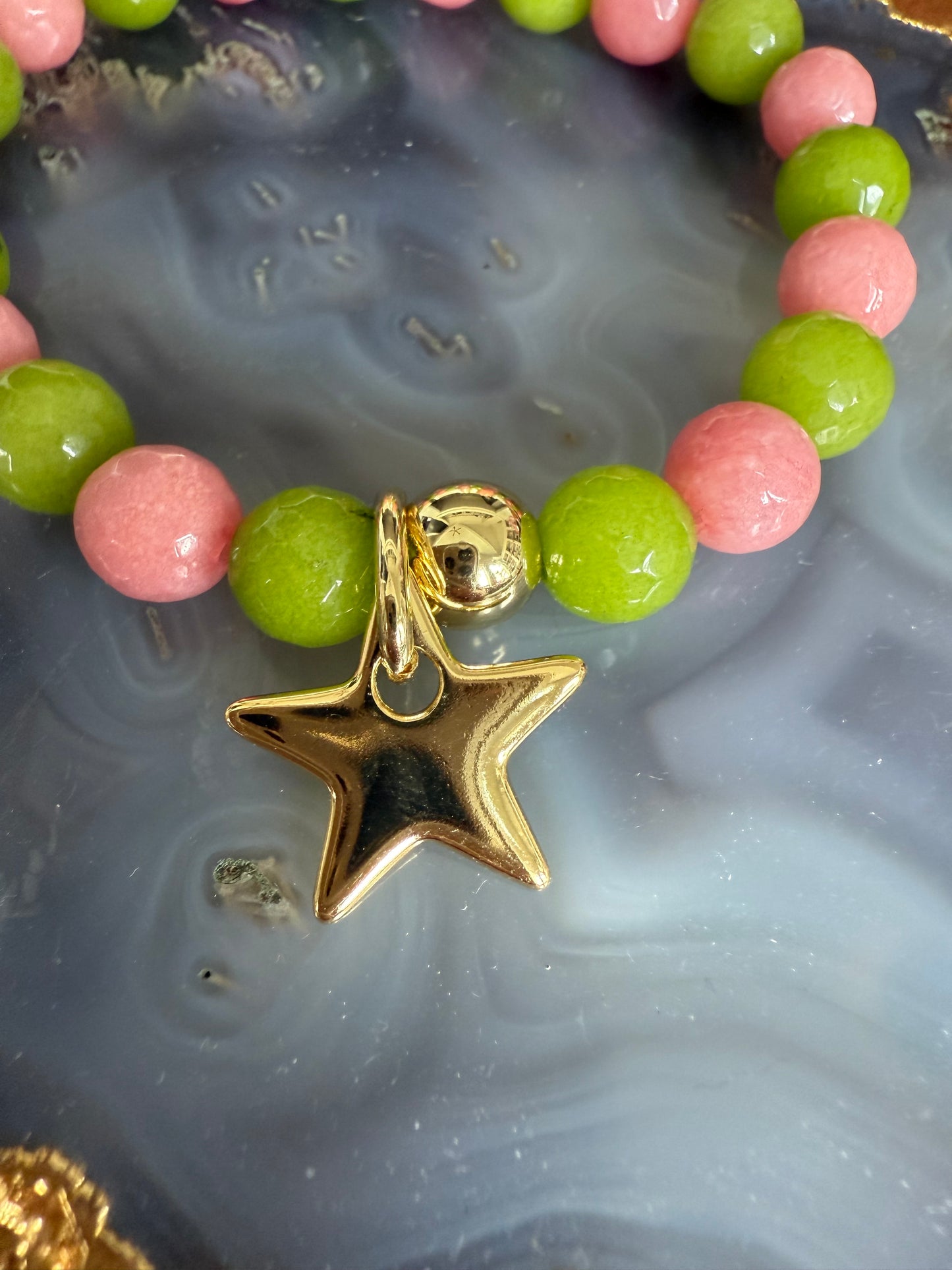 Lauren Amble Pink and Jade Star Bracelet
