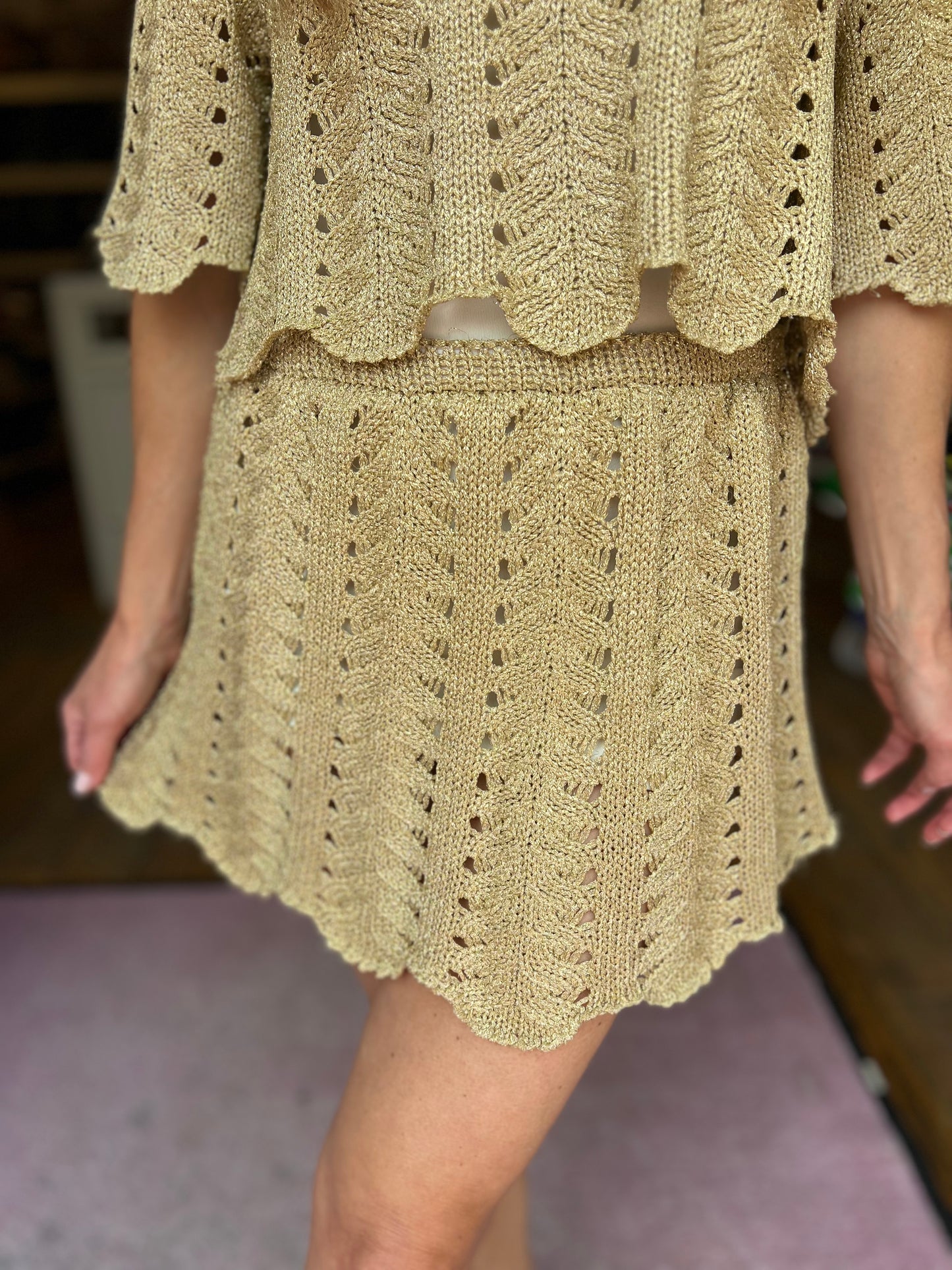 Lalo Metallic Knit Skirt