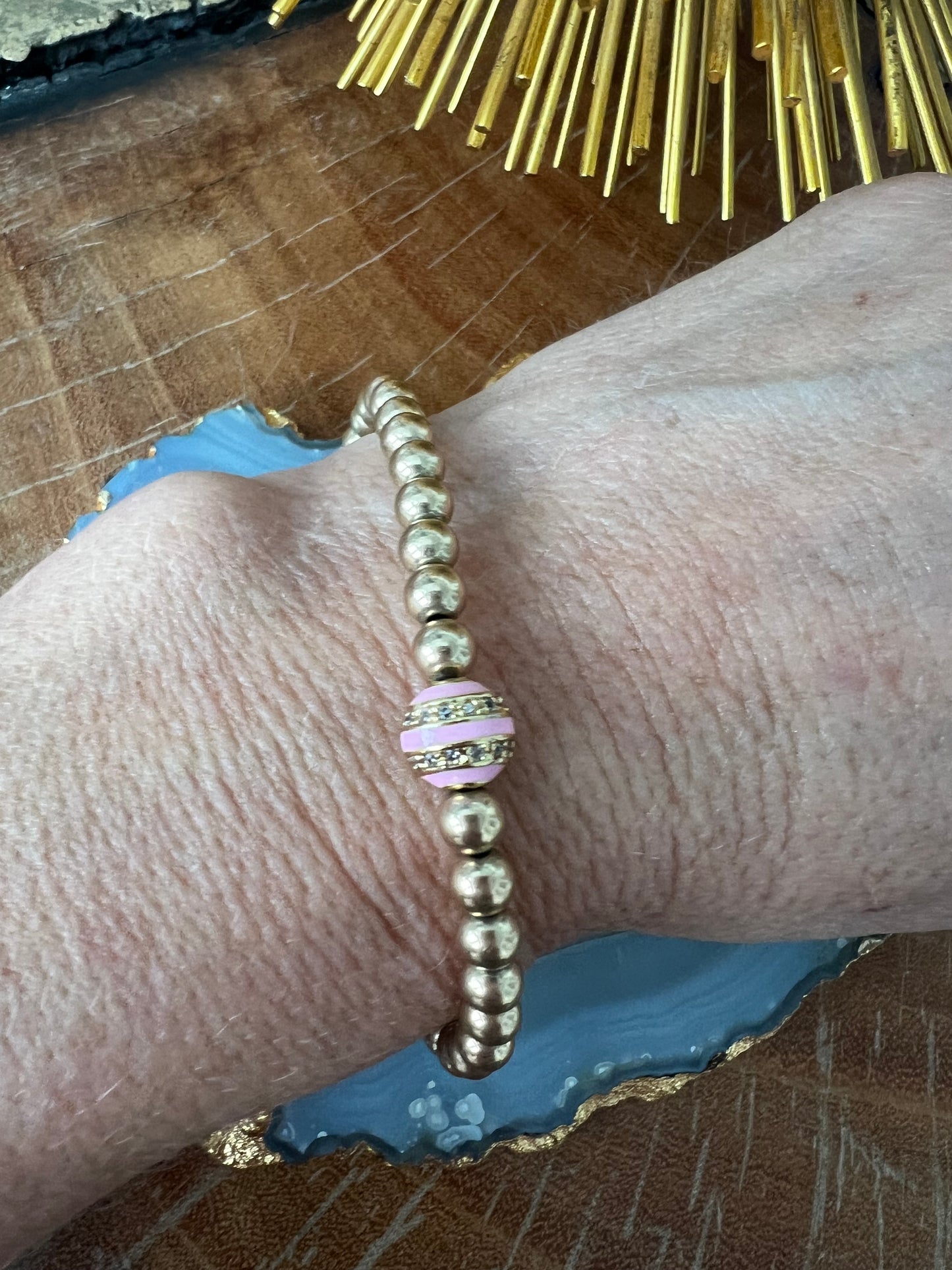 Ruby & Violet Pink Ball Bracelet