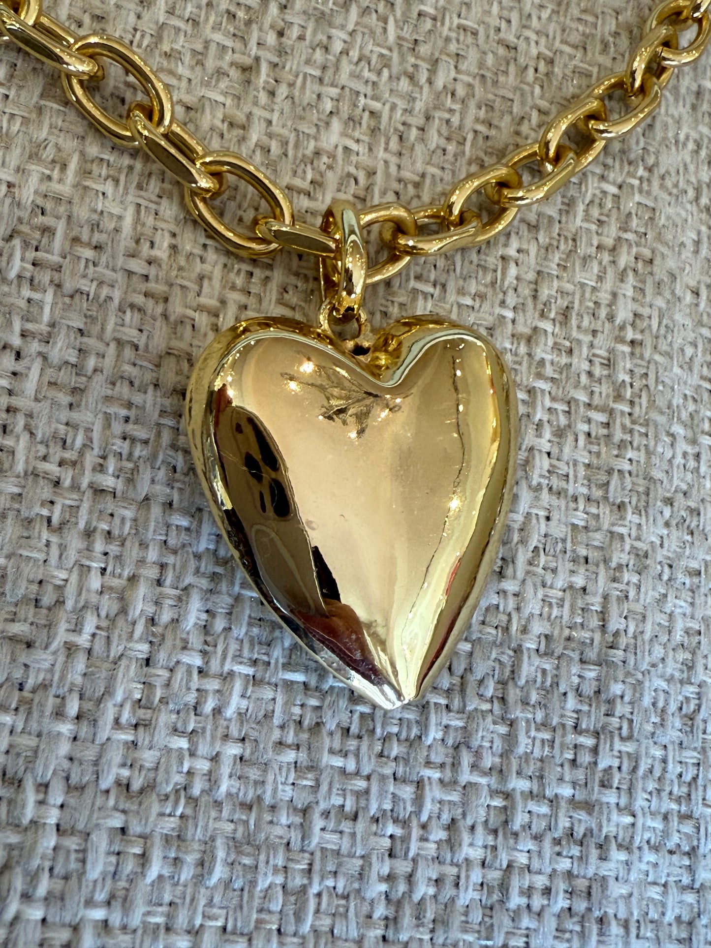Ruby & Violet Thick Link Puffy Heart Necklace