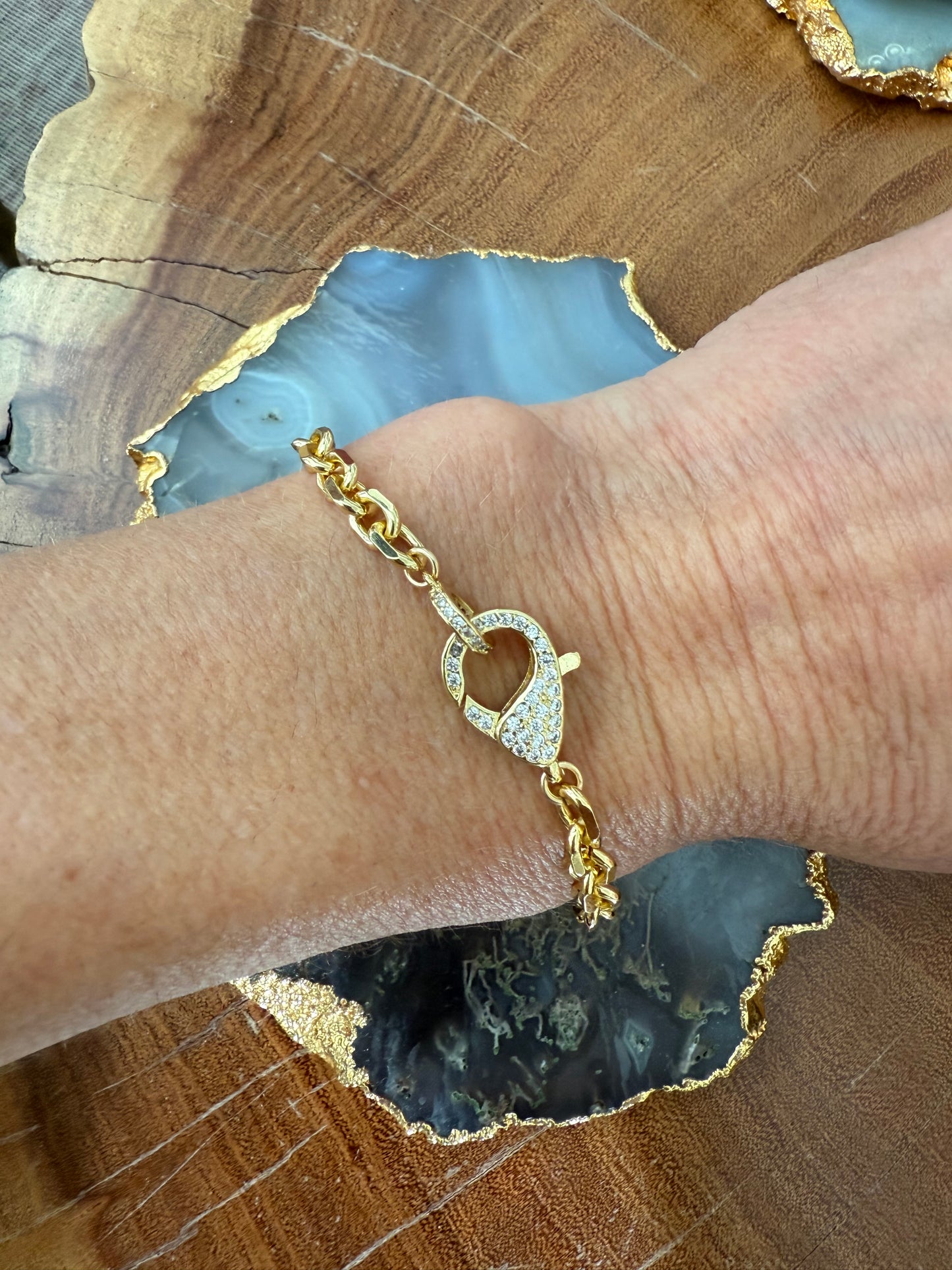 Ruby & Violet Oval Link Bracelet w/Pave Clasp