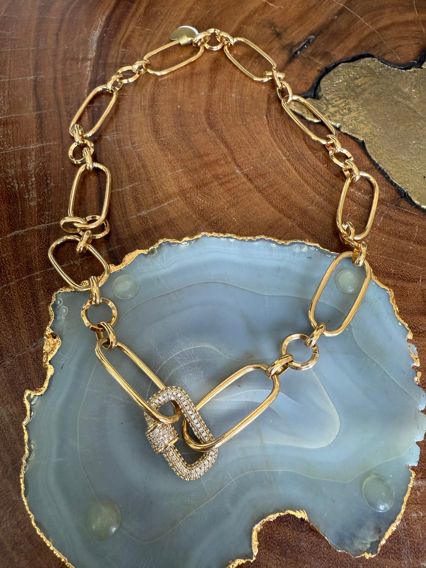 Cristina V Pave Link Necklace