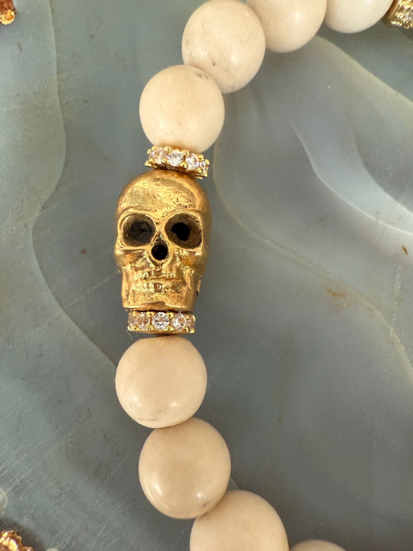 Ruby & Violet Skull Riverstone Bracelet