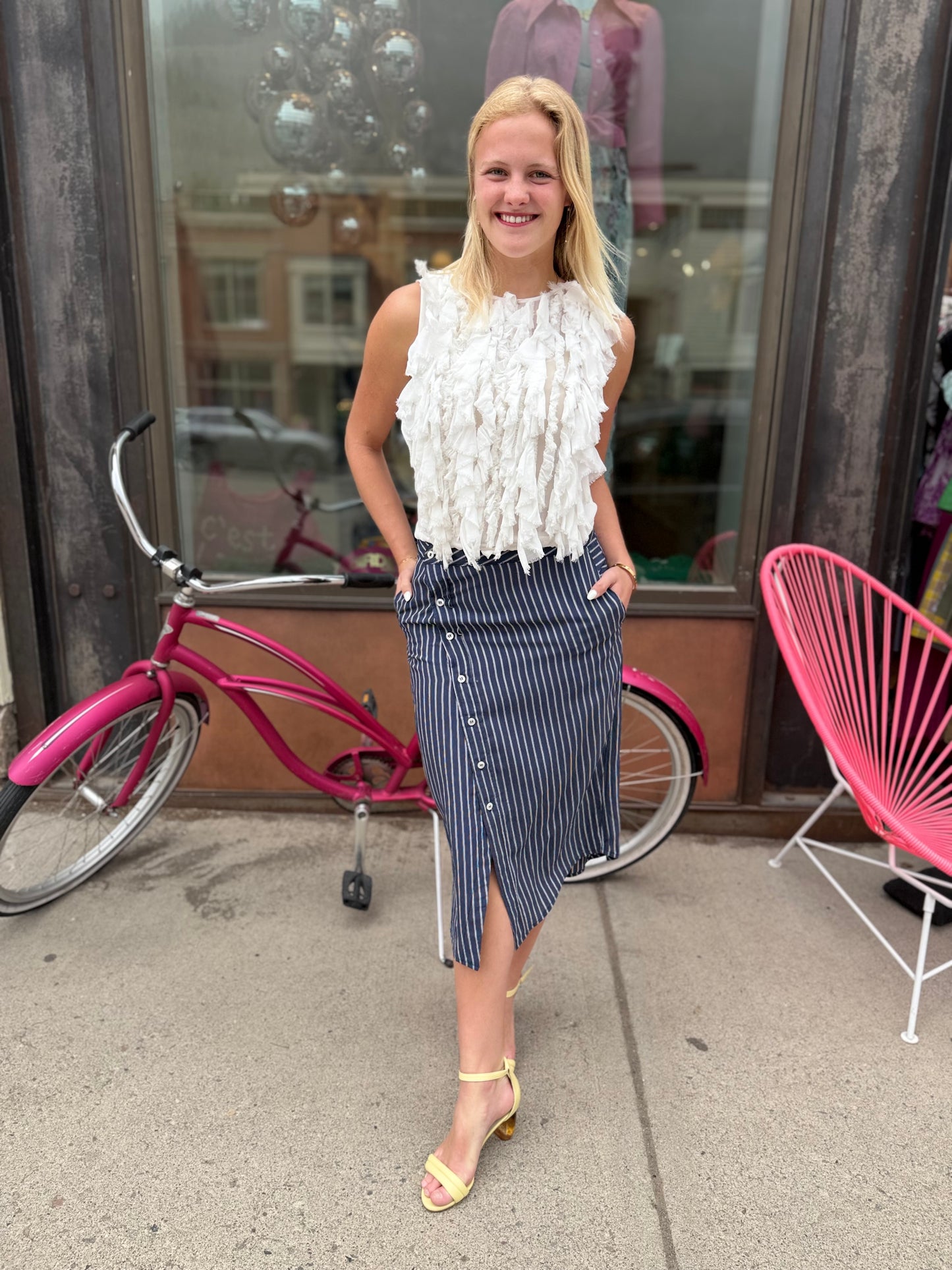 Nude Ruffle Top