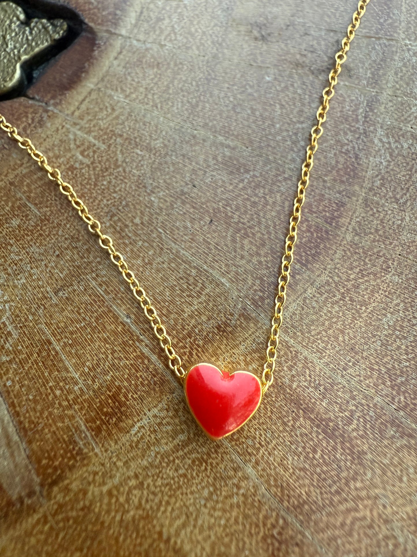 Ruby & Violet Heart Enamel Necklace
