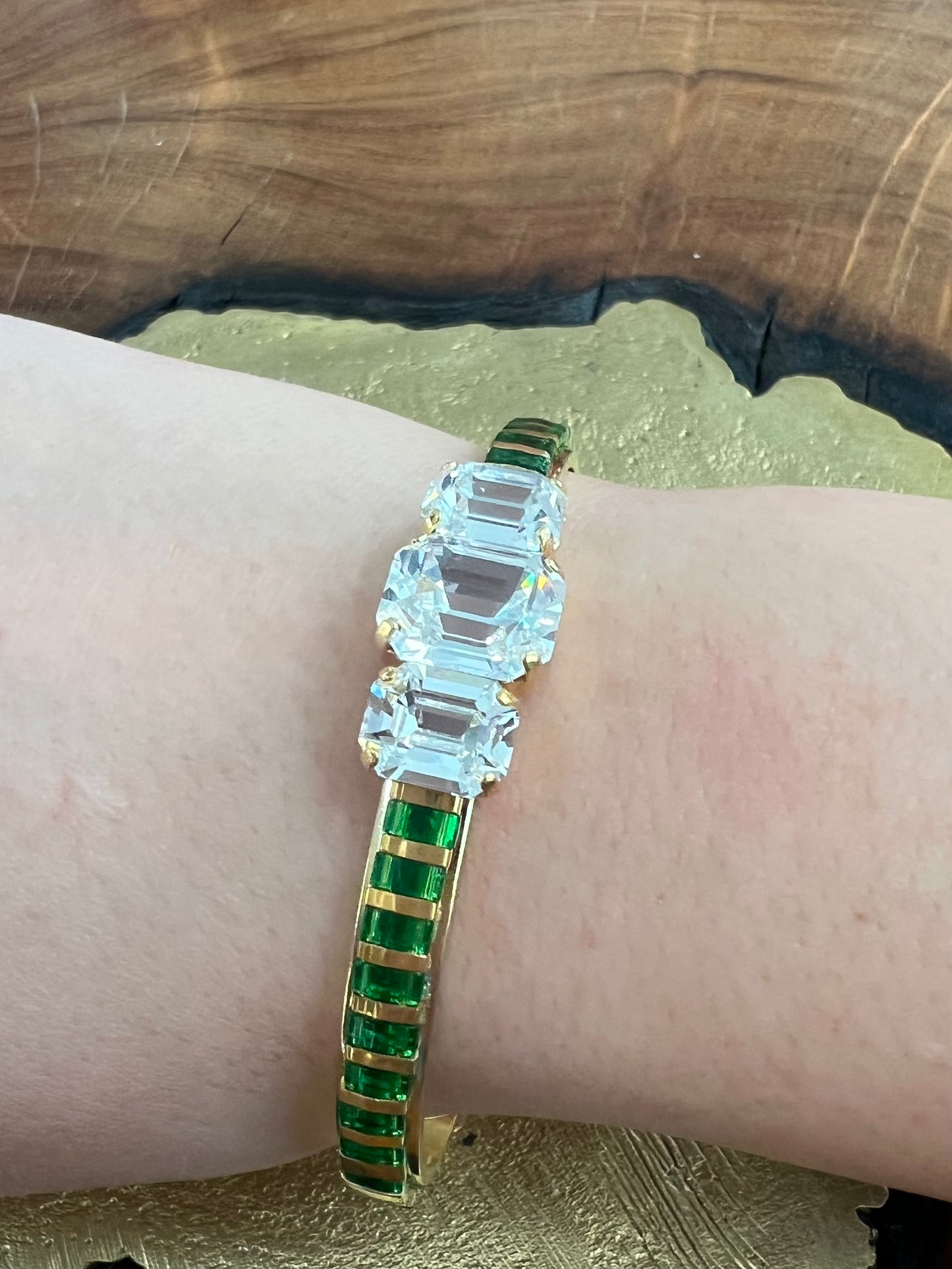 Sandy Hyun Green Crystal Cuff