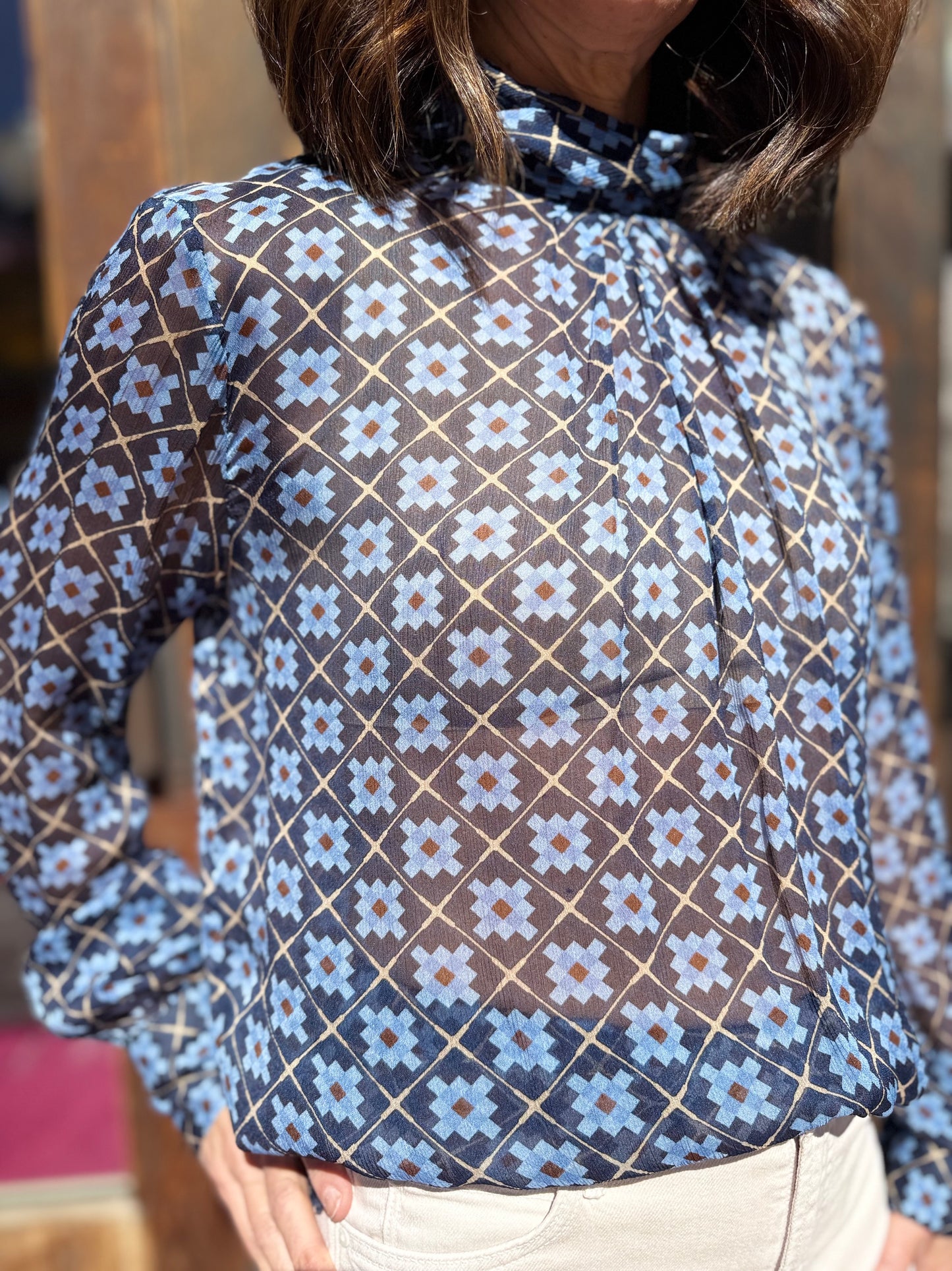 Caliban High Neck Blouse