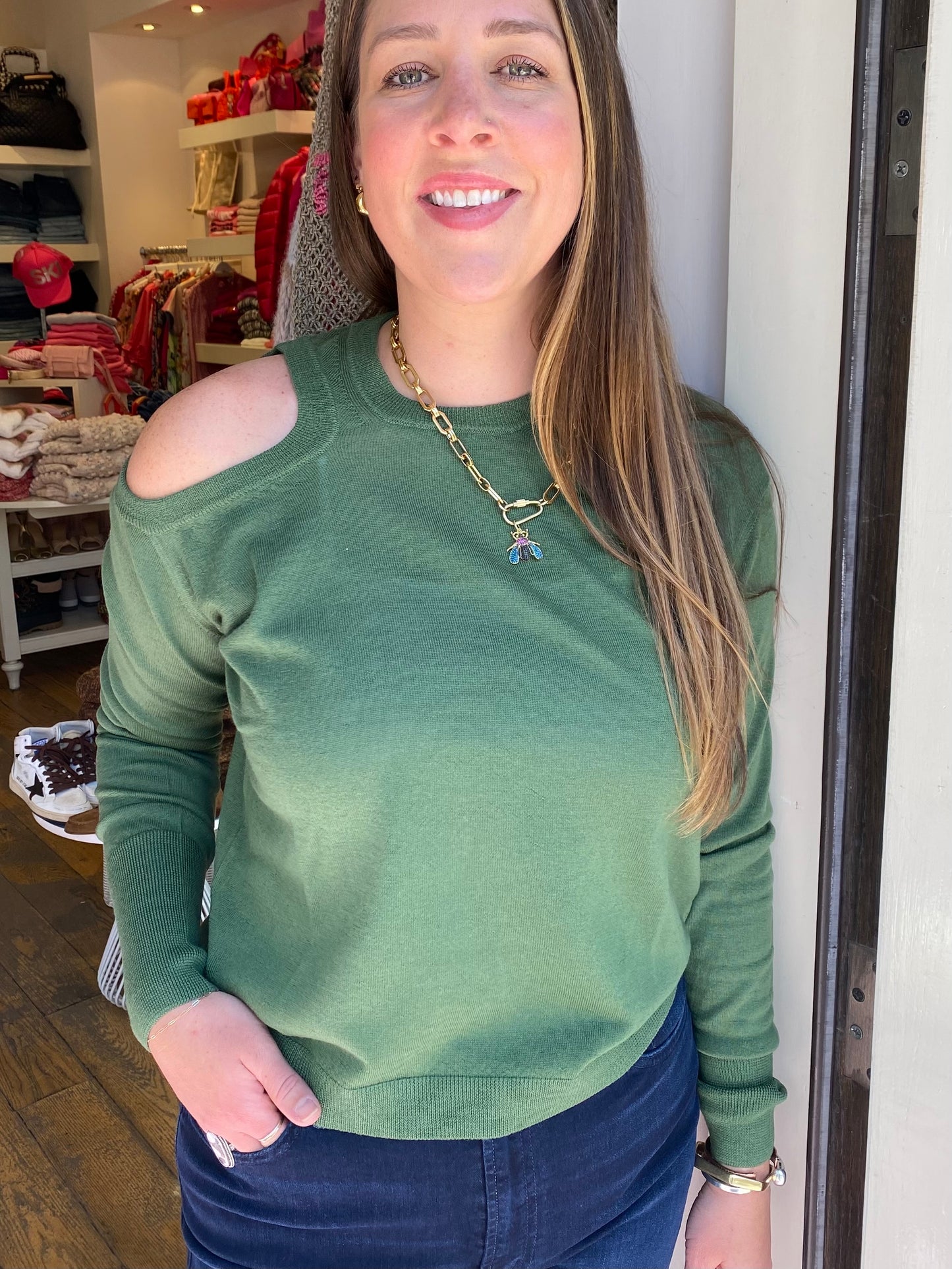 Nude Cold Shoulder Top