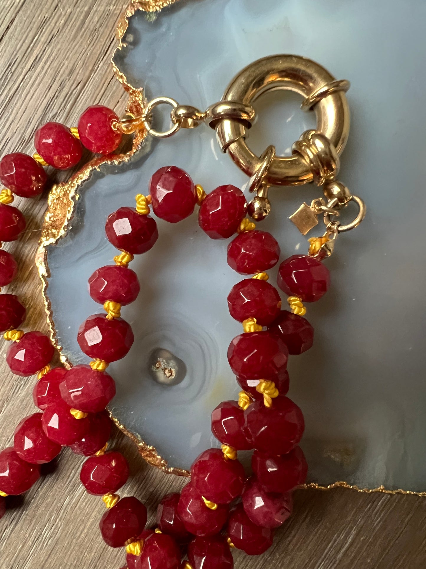 Cristina V Maroon Yellow Lifesaver Clasp Necklace