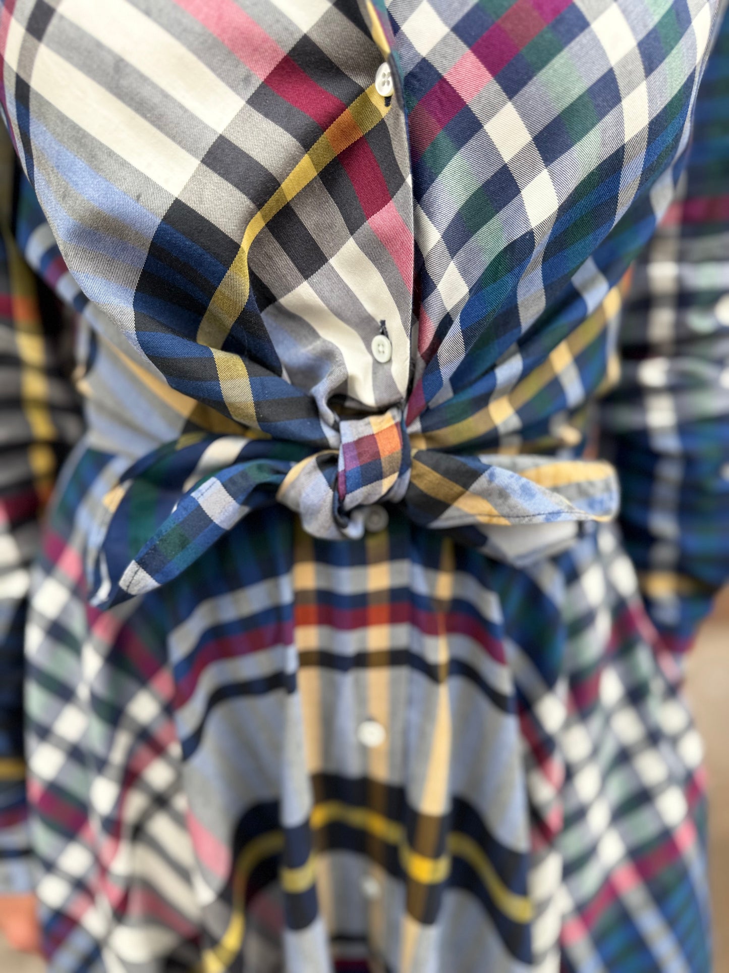 Sara Roka Plaid Tie Dress