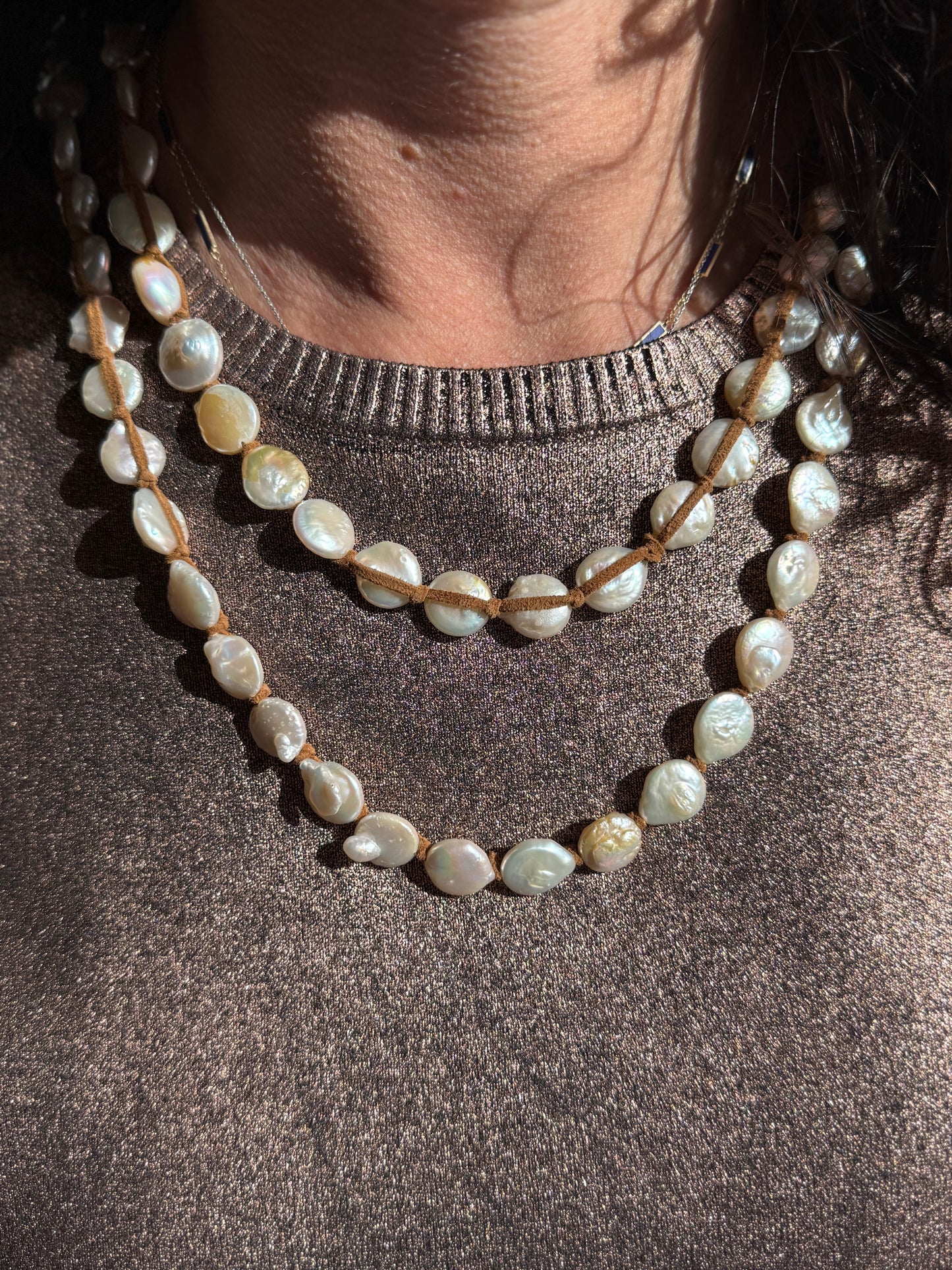 Tess XL Flat White Pearls
