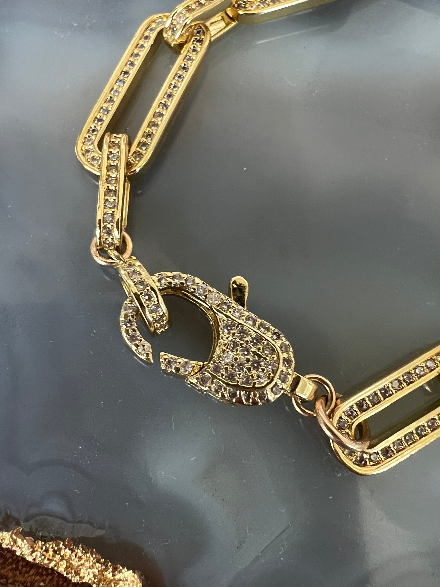 Ruby & Violet Lg CZ Paperclip CZ Clasp Bracelet