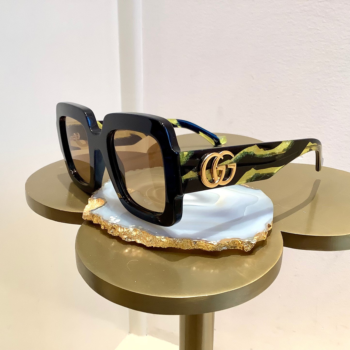 Gucci Yellow Zebra Arm Sunglasses