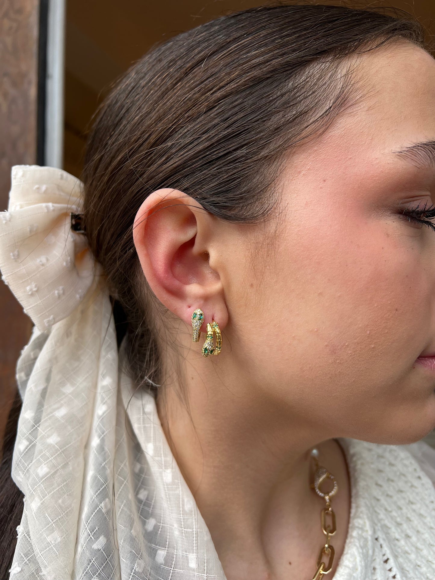 Ruby & Violet Green Eye Earrings