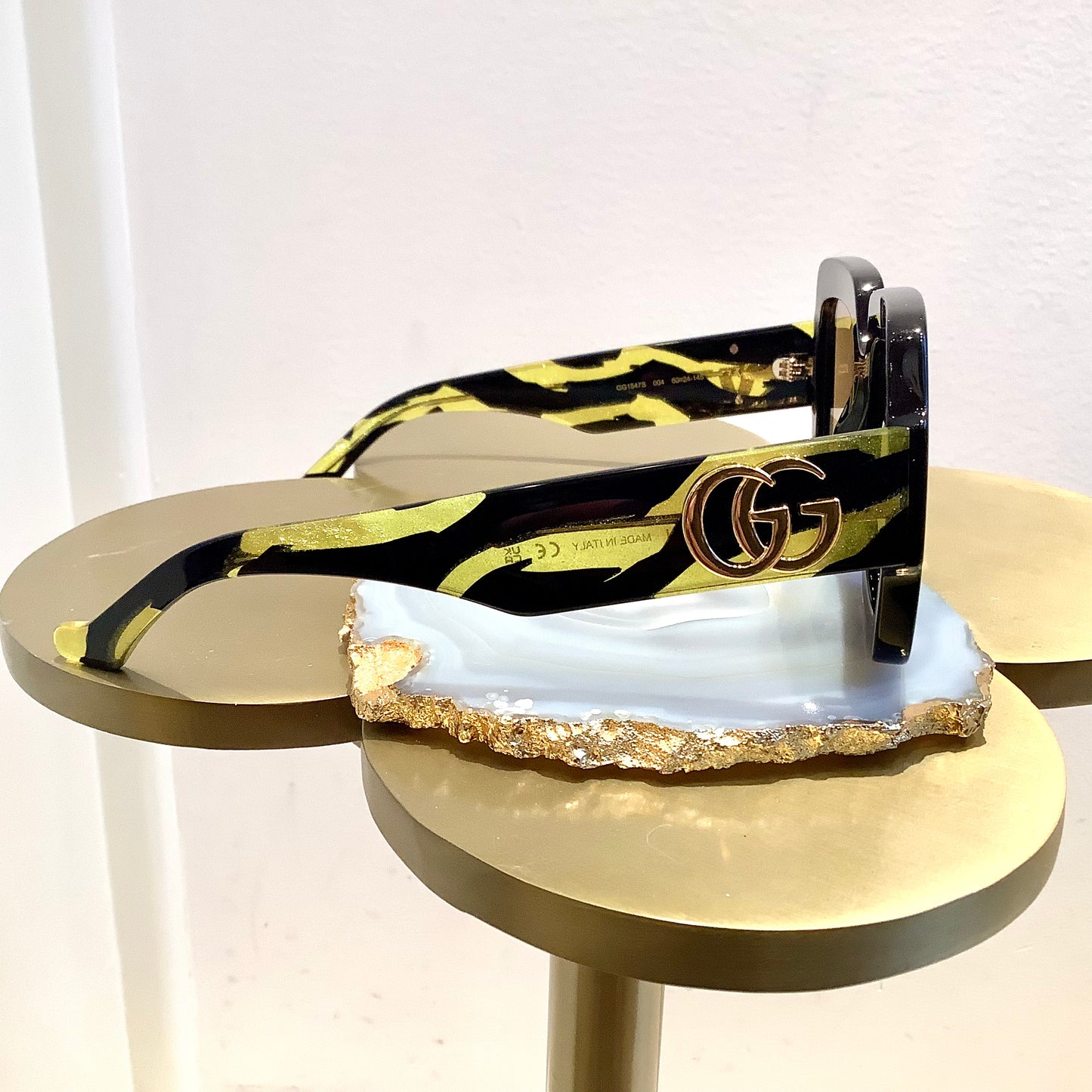Gucci Yellow Zebra Arm Sunglasses