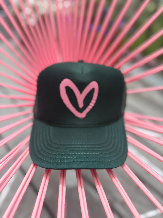 House of Shan Dk Green/Pink Heart Hat