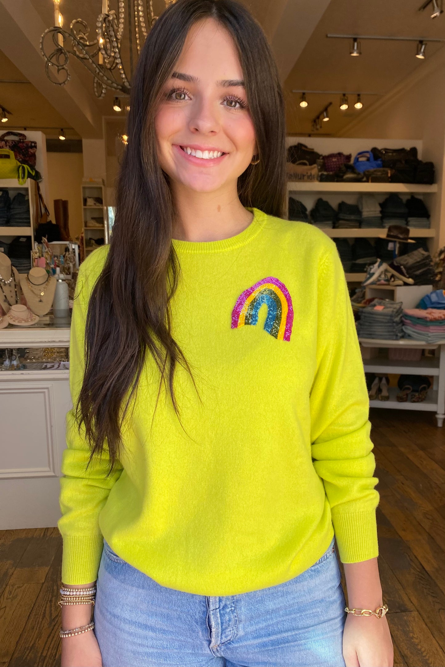 LF Beaded Rainbow Electric Sweater