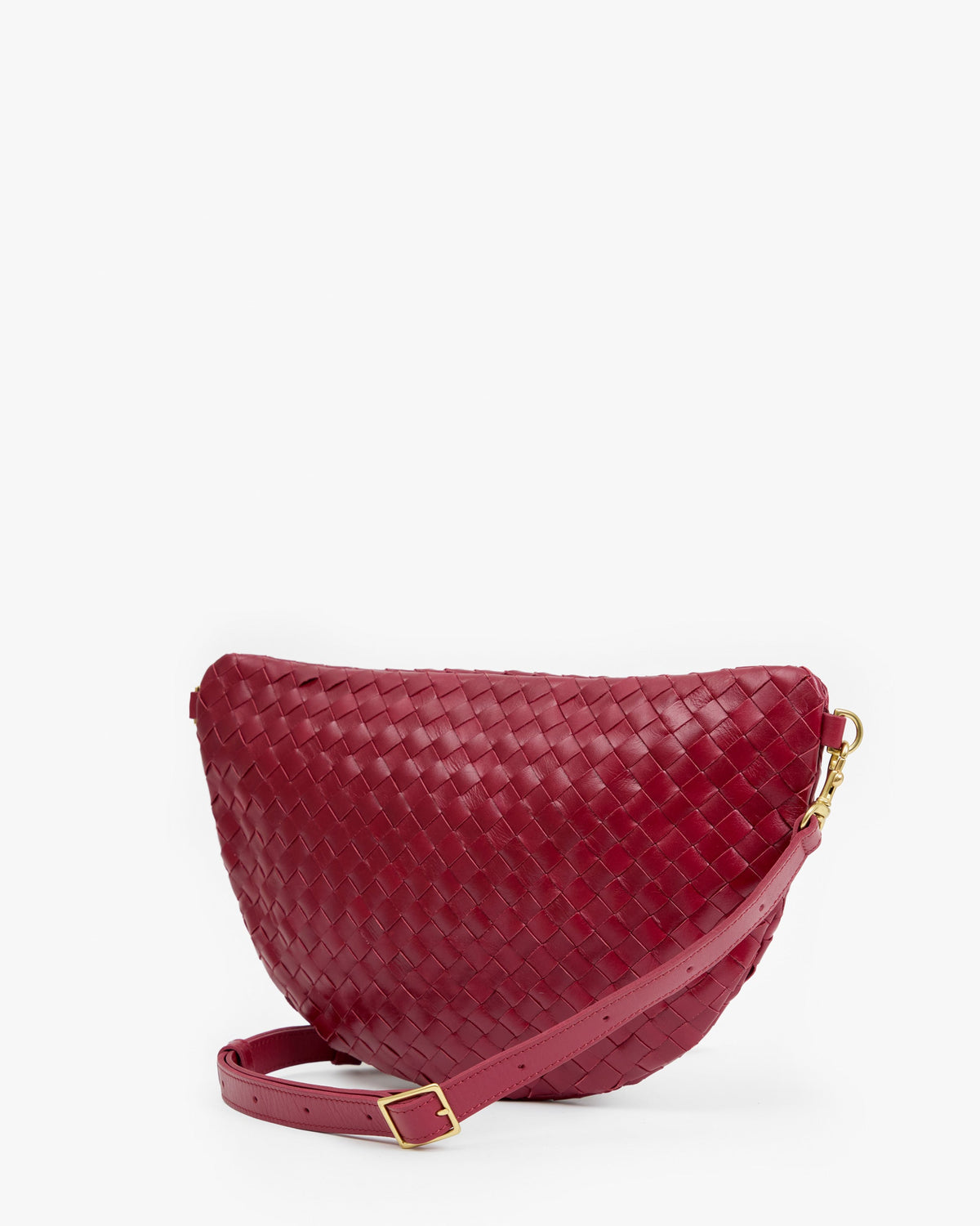 Clare V Grande Fanny in Garnet Diagonal Woven, back view