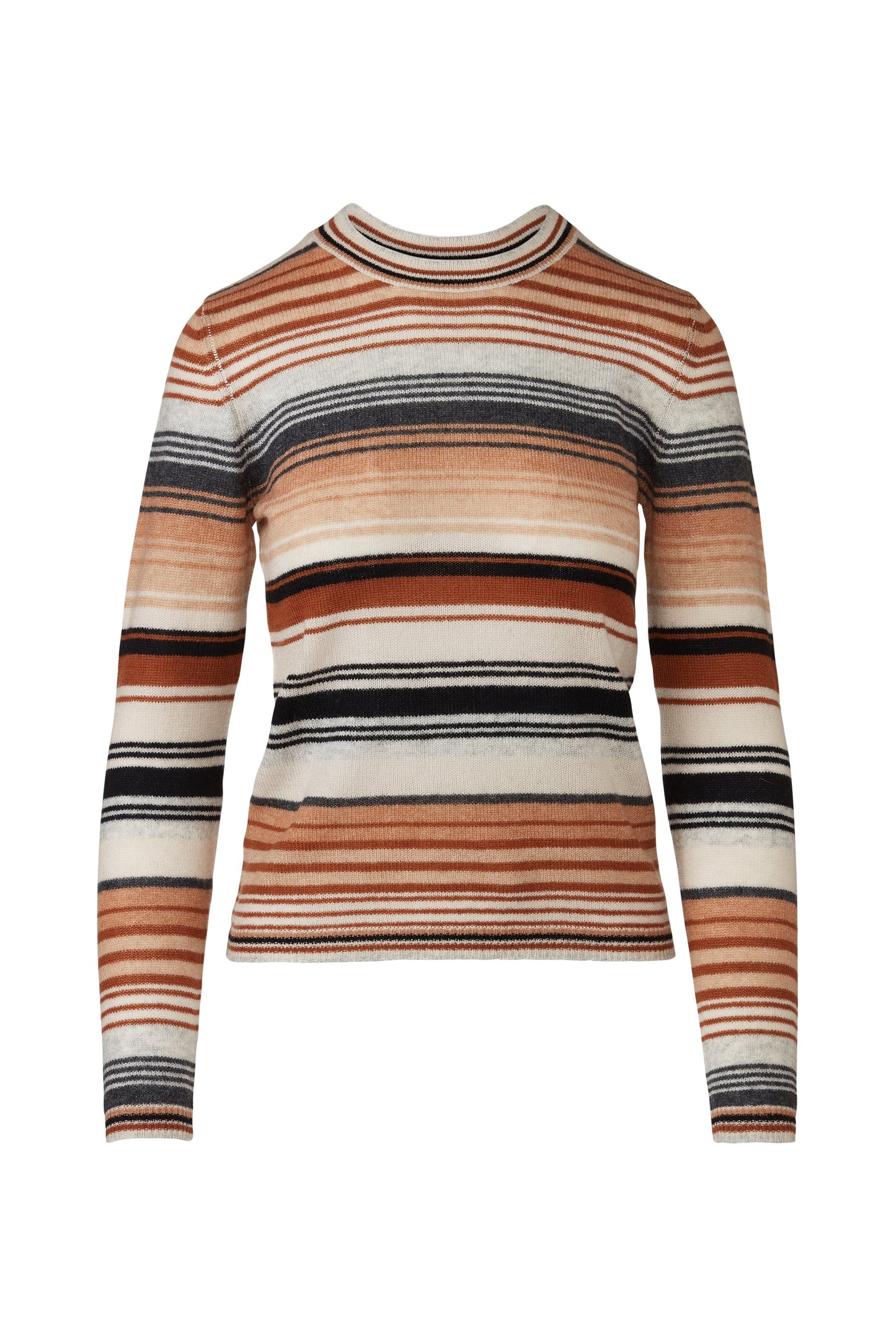 &Isla Micro Stripe Crew in Almond, front view