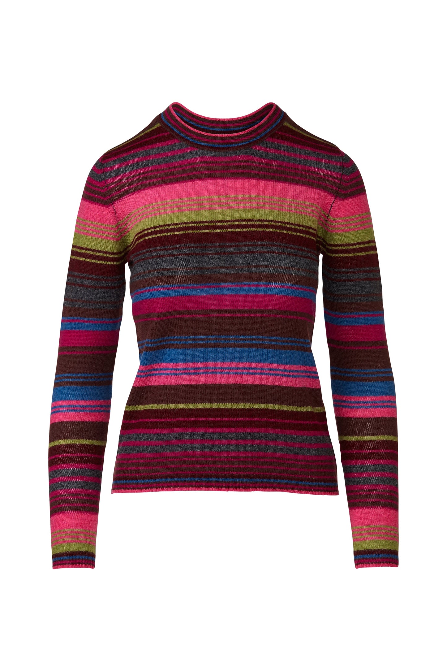 &Isla Micro Stripe Crew in Cerise, front view