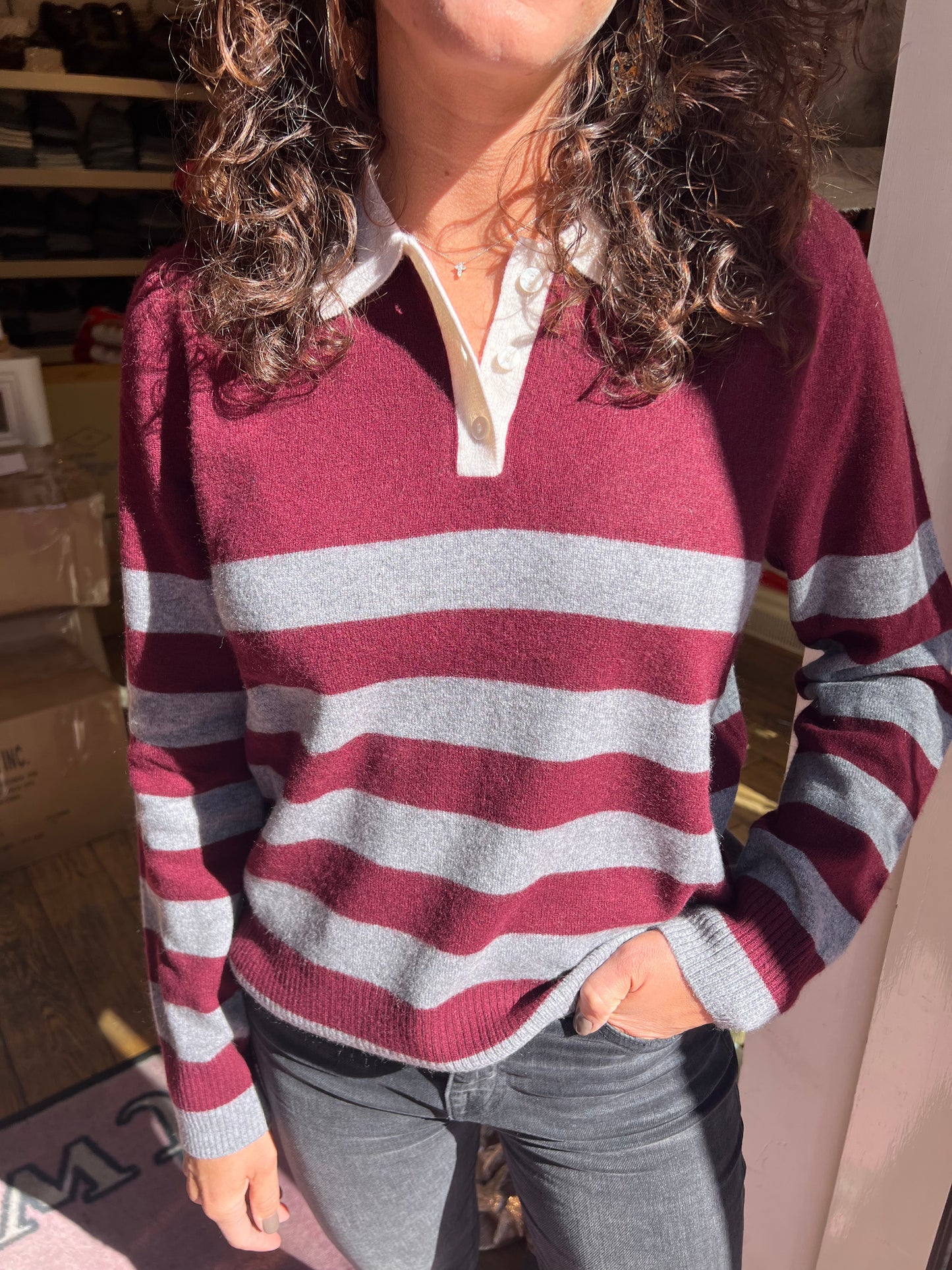 Minnie Rose Rugby Stripe Polo