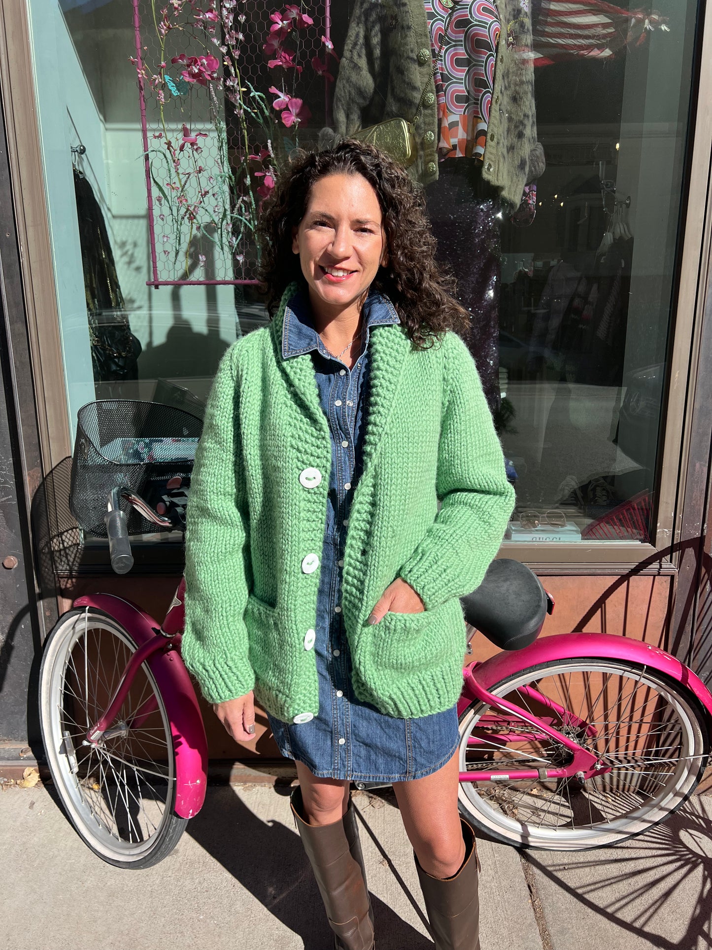 GOGO Long Heart Snow Cardigan