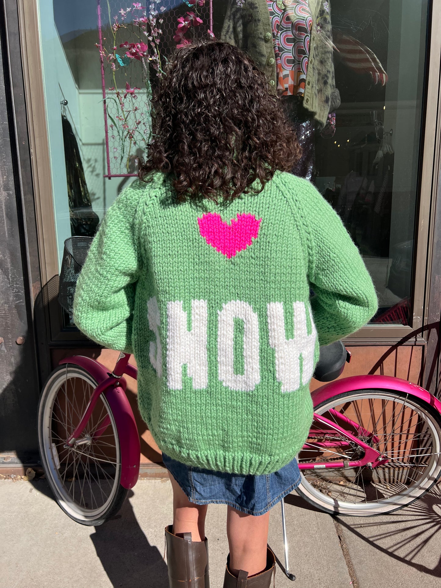 GOGO Long Heart Snow Cardigan
