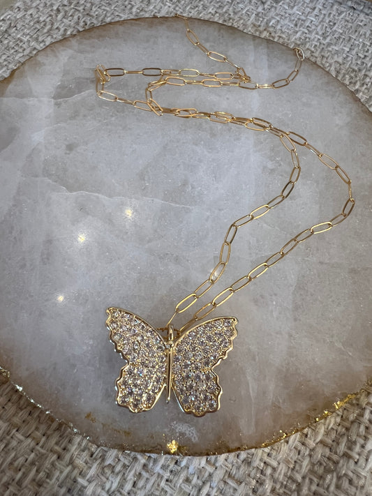Ruby & Violet Pave Butterfly Necklace