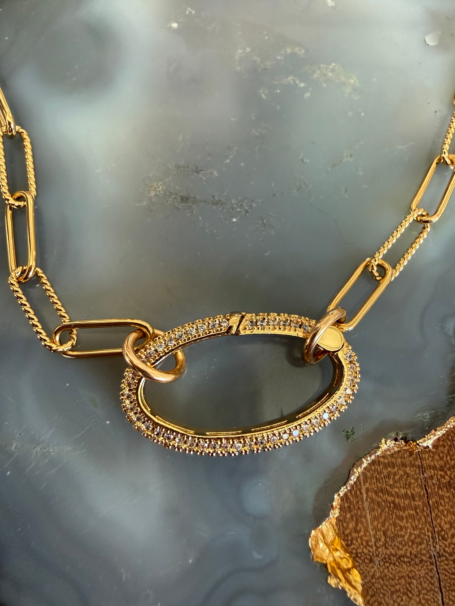Cristina V 28" Pave Oval Connector Necklace