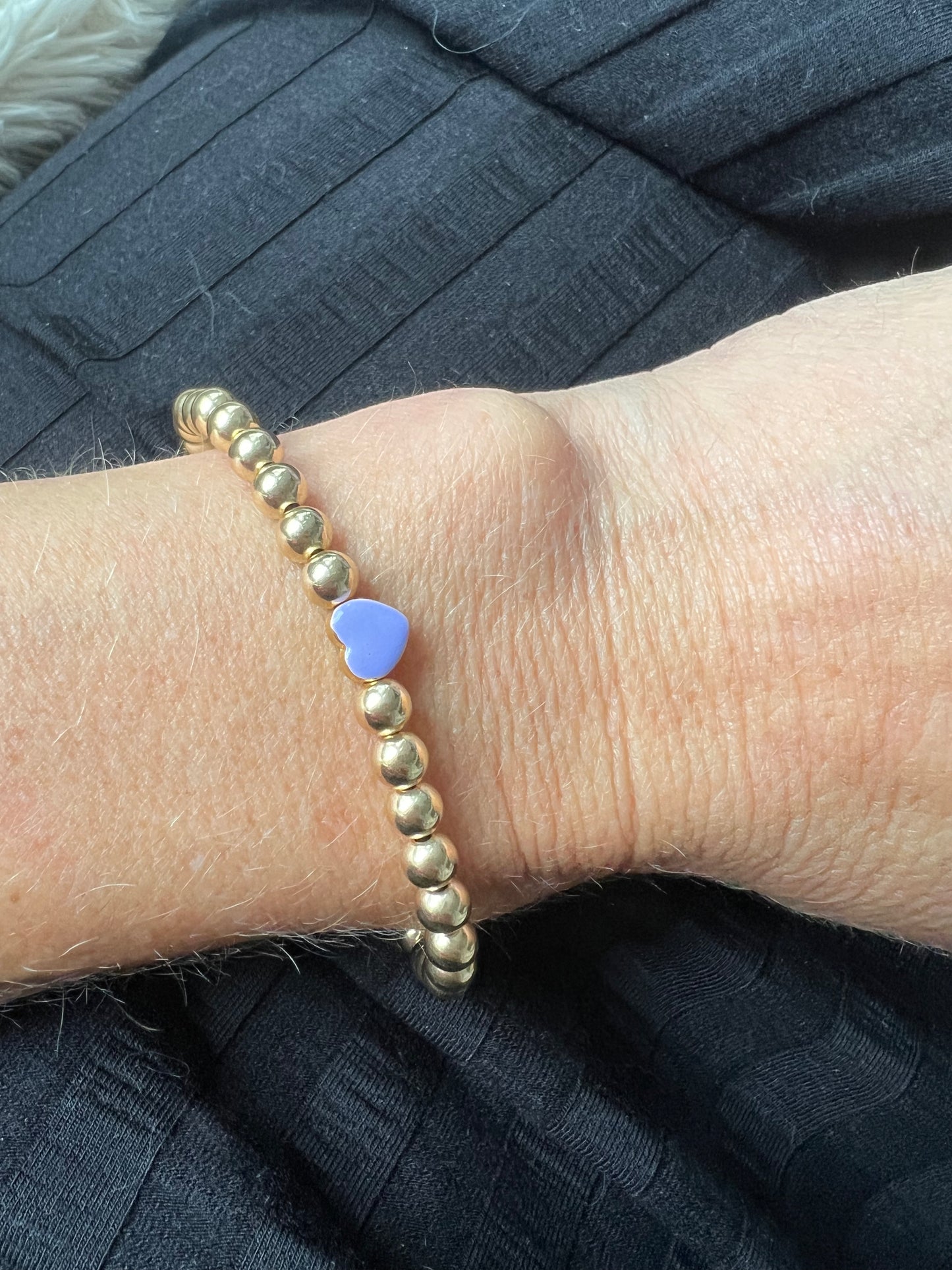 Ruby & Violet Gold Bead Heart Bracelet