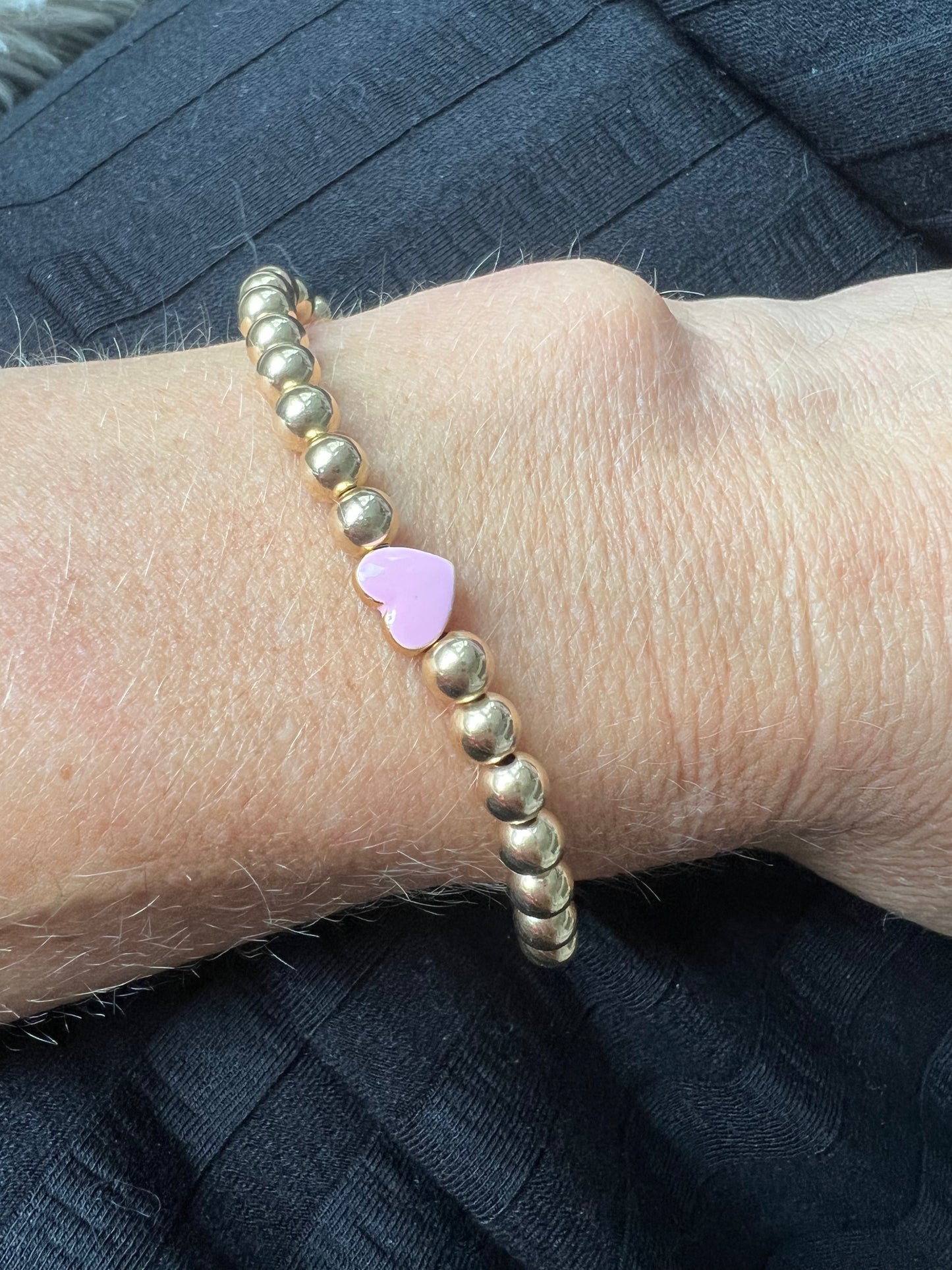 Ruby & Violet Gold Bead Heart Bracelet