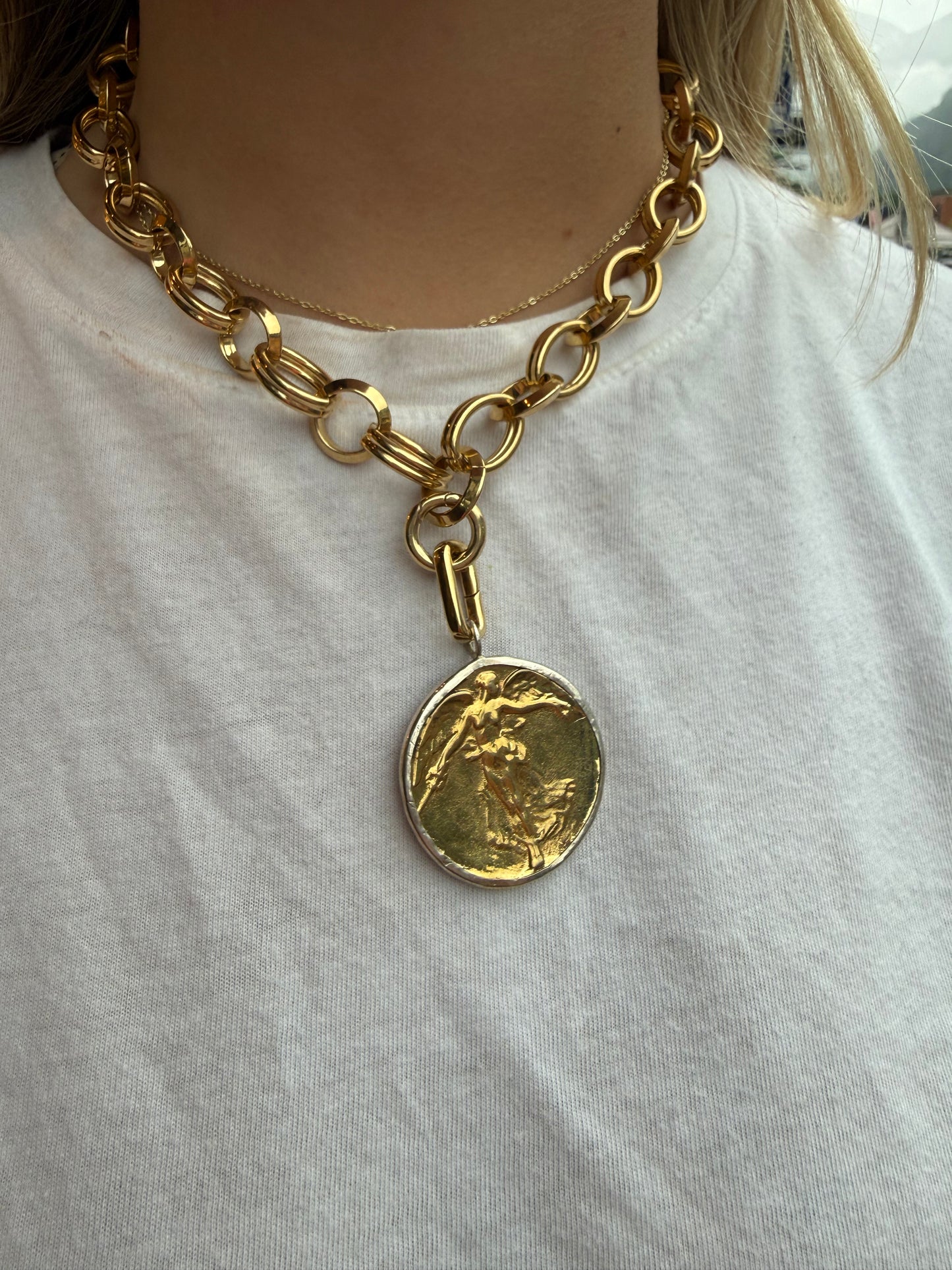 Cristina V 18" Winged Goddess Coin Necklace
