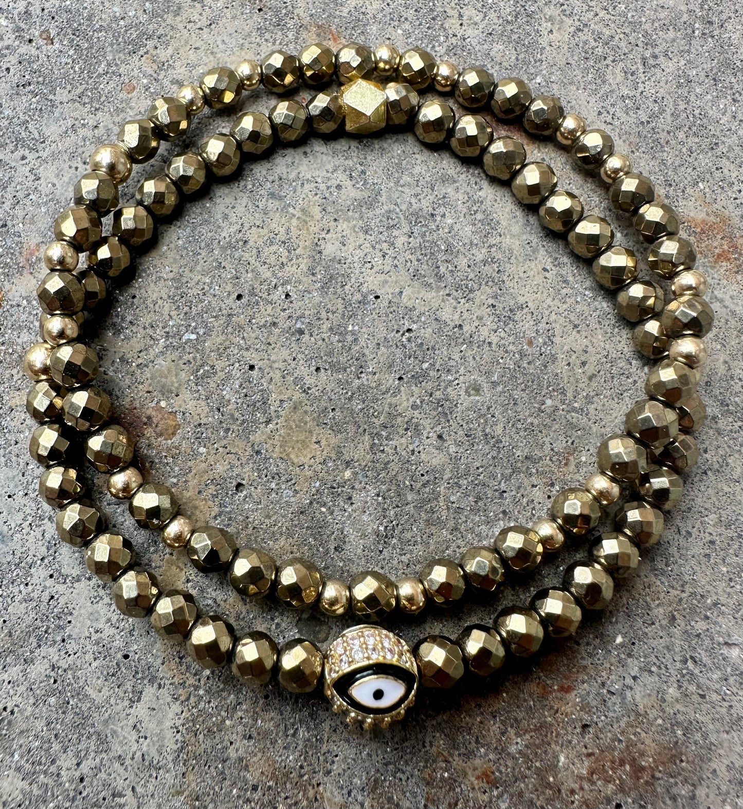 Ruby & Violet Pyrite Evil Eye Bracelet