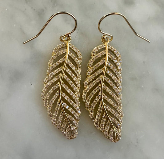 Ruby & Violet CZ Feather Earrings