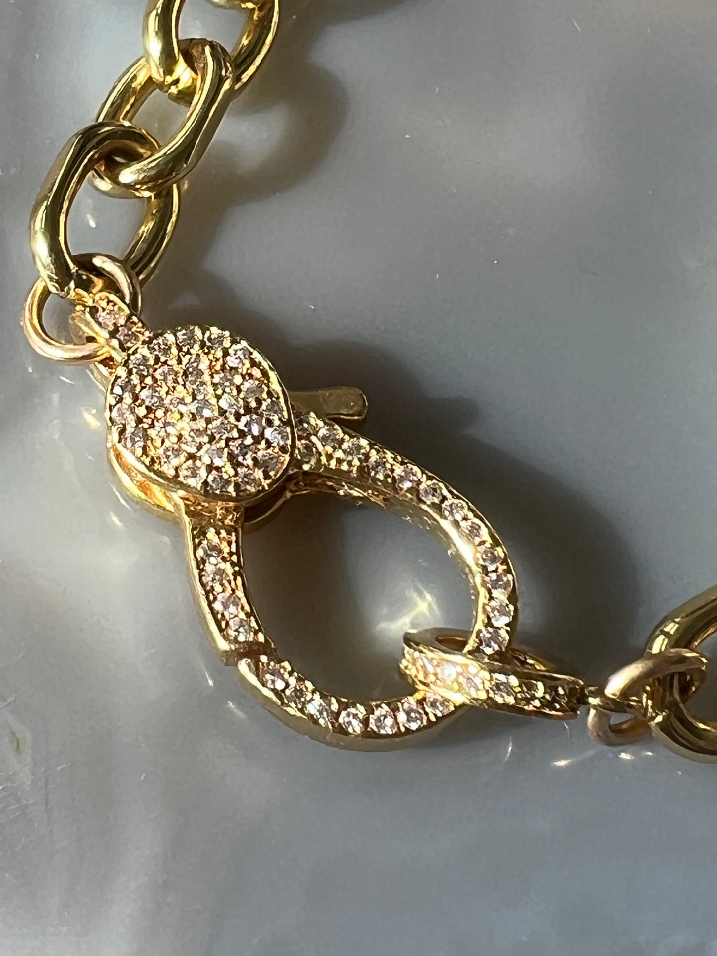Ruby & Violet Oval Link Pave Clasp Bracelet