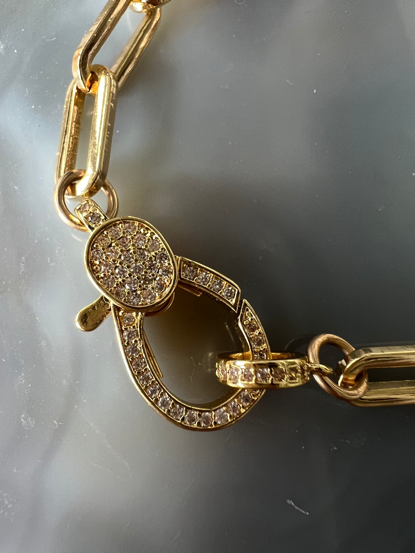 Ruby & Violet Paperclip Link Pave Clasp Bracelet