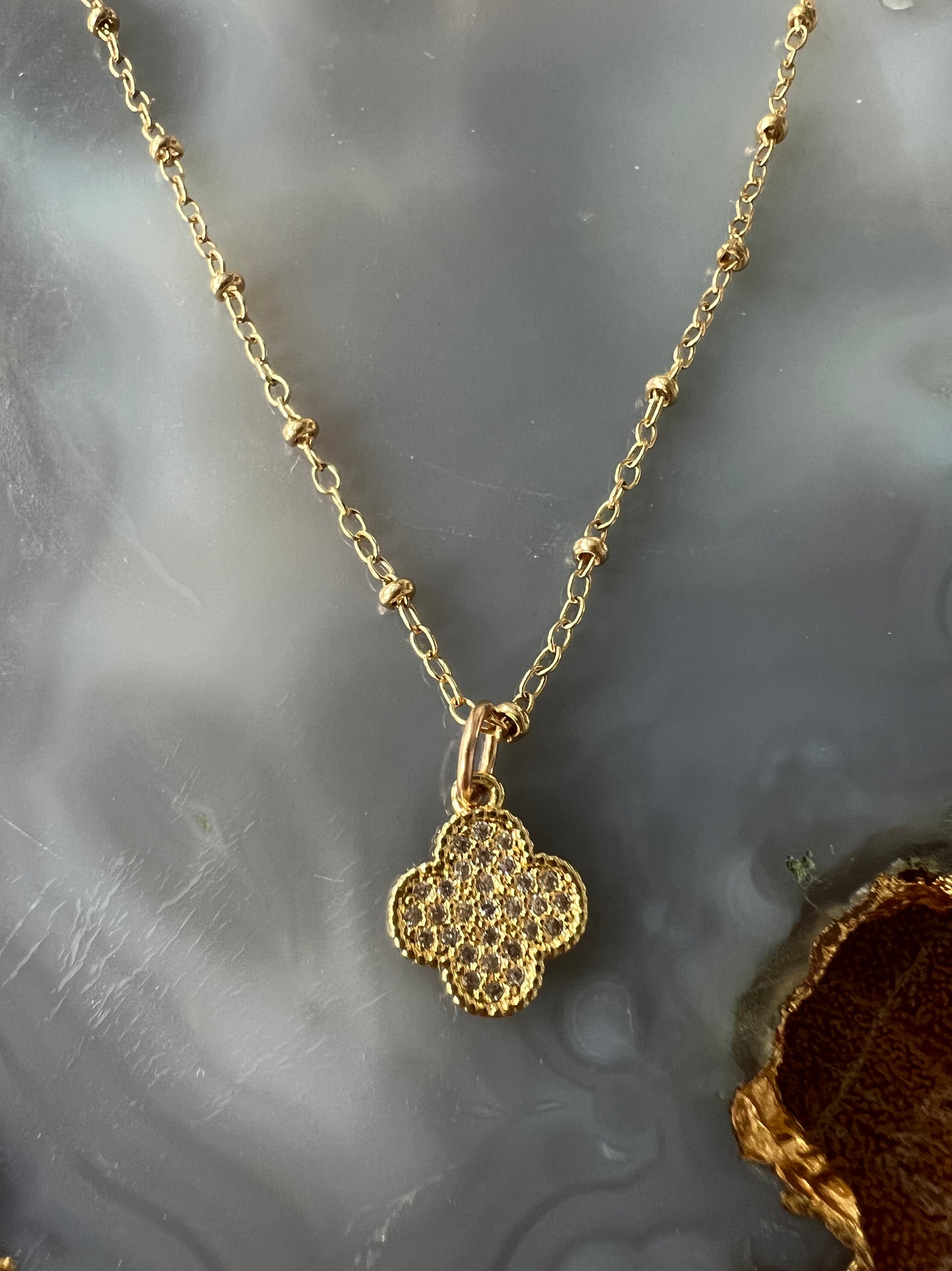 Ruby & Violet Clover Charm Ball Chain Necklace