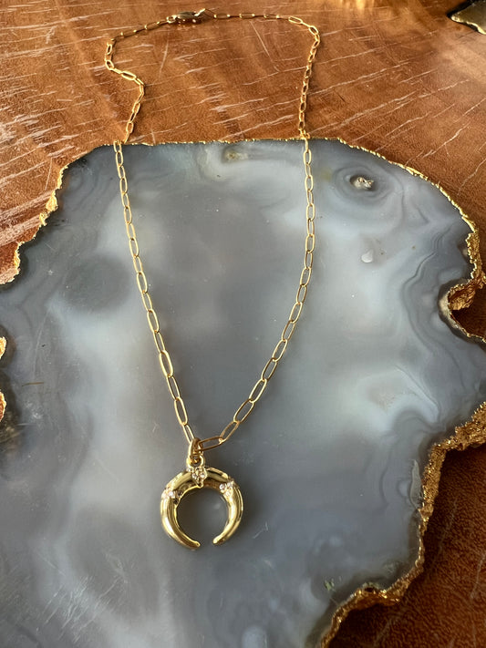 Ruby & Violet Gold Crescent Necklace