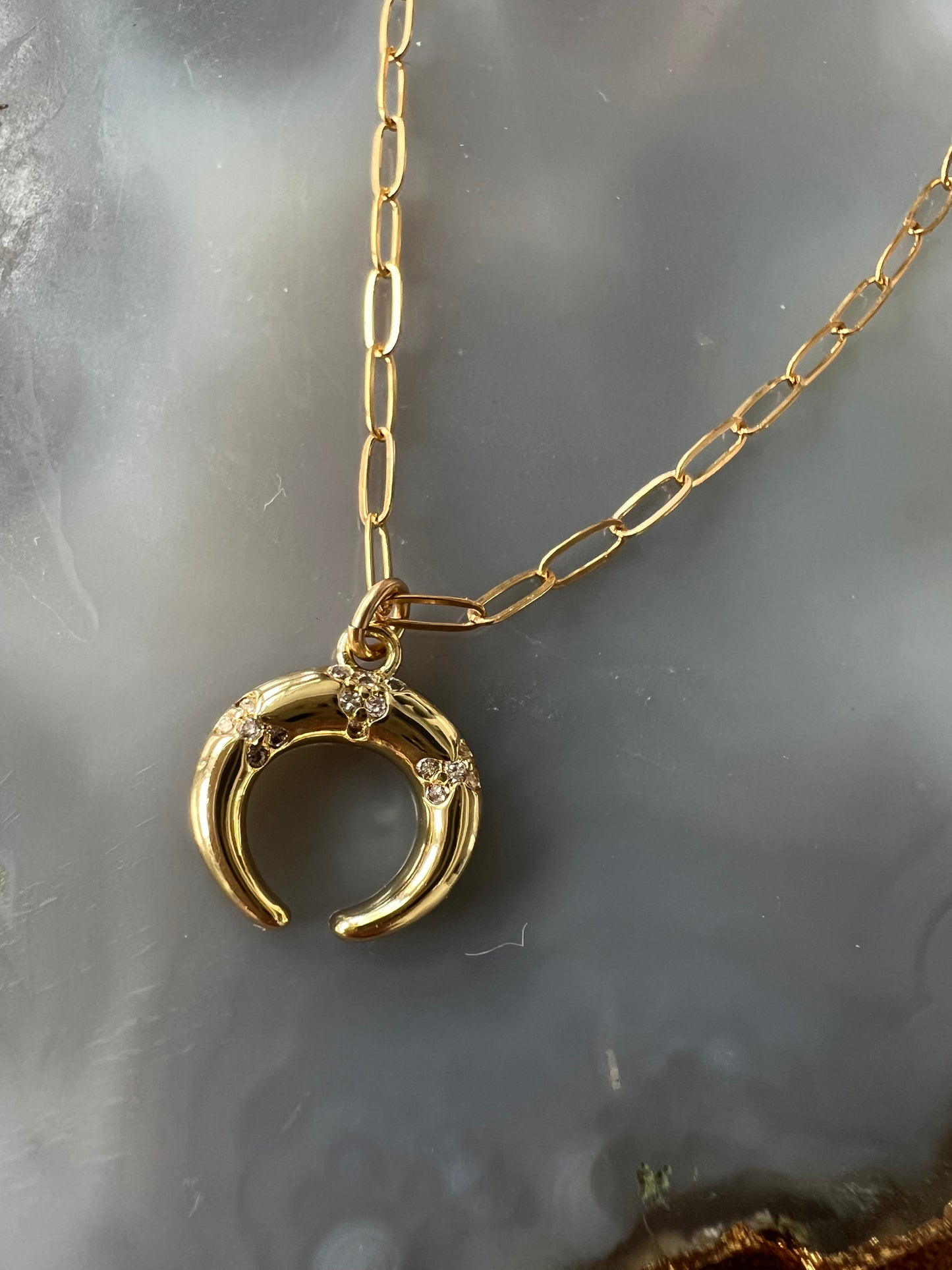 Ruby & Violet Gold Crescent Necklace