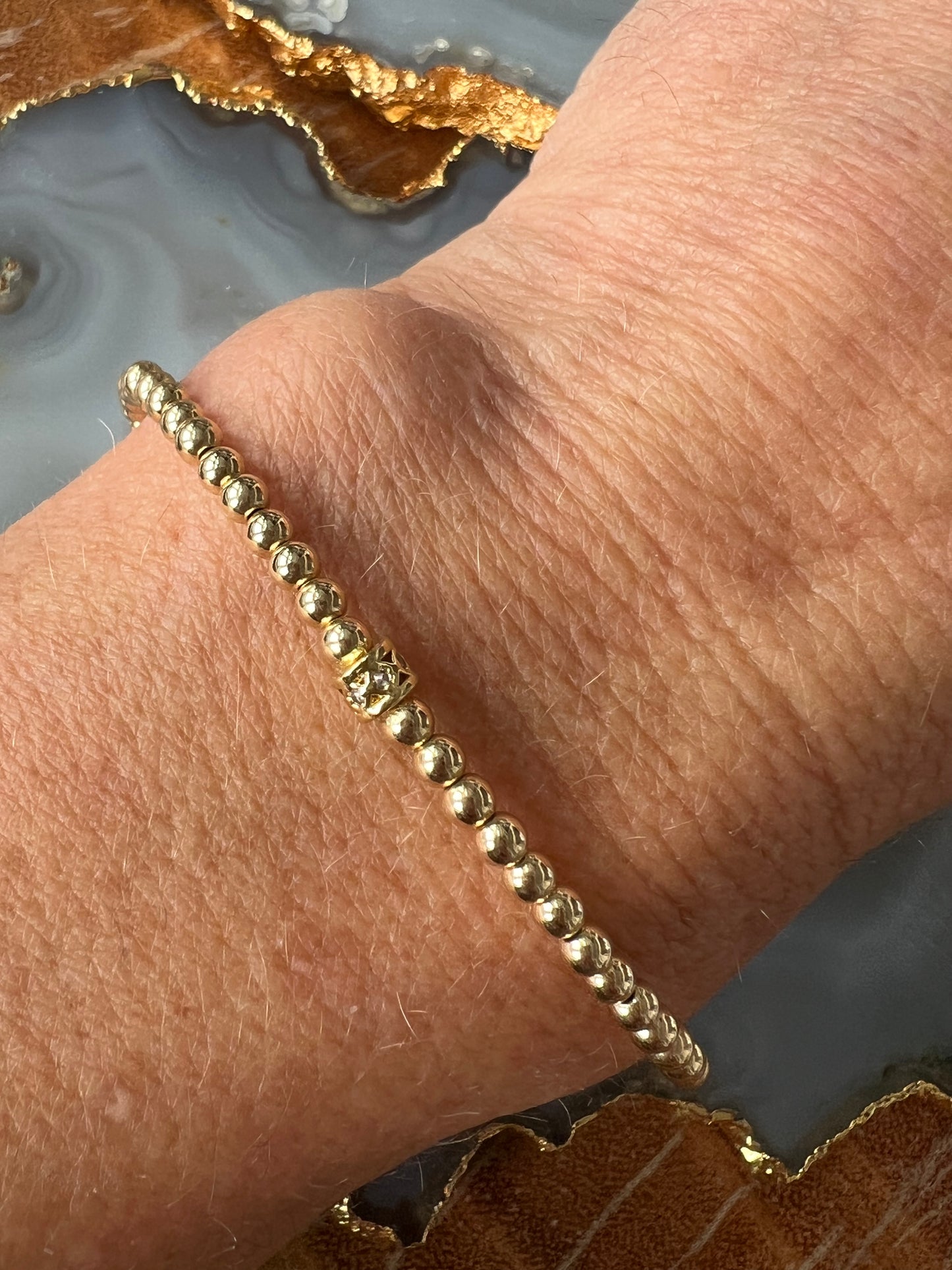 Ruby & Violet Pave Rondelle Bead Bracelet