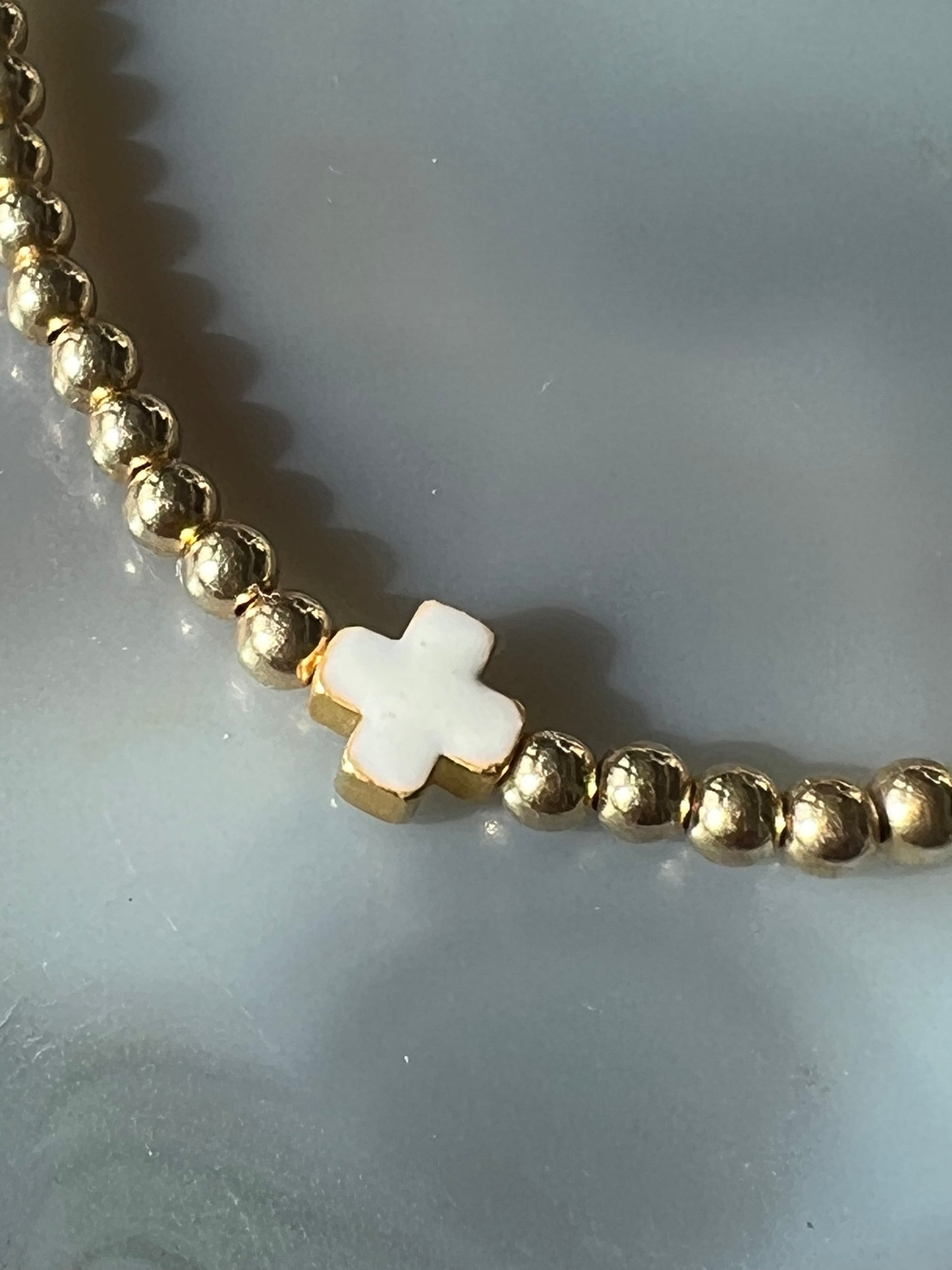 Ruby & Violet Cross Charm Bead Bracelet