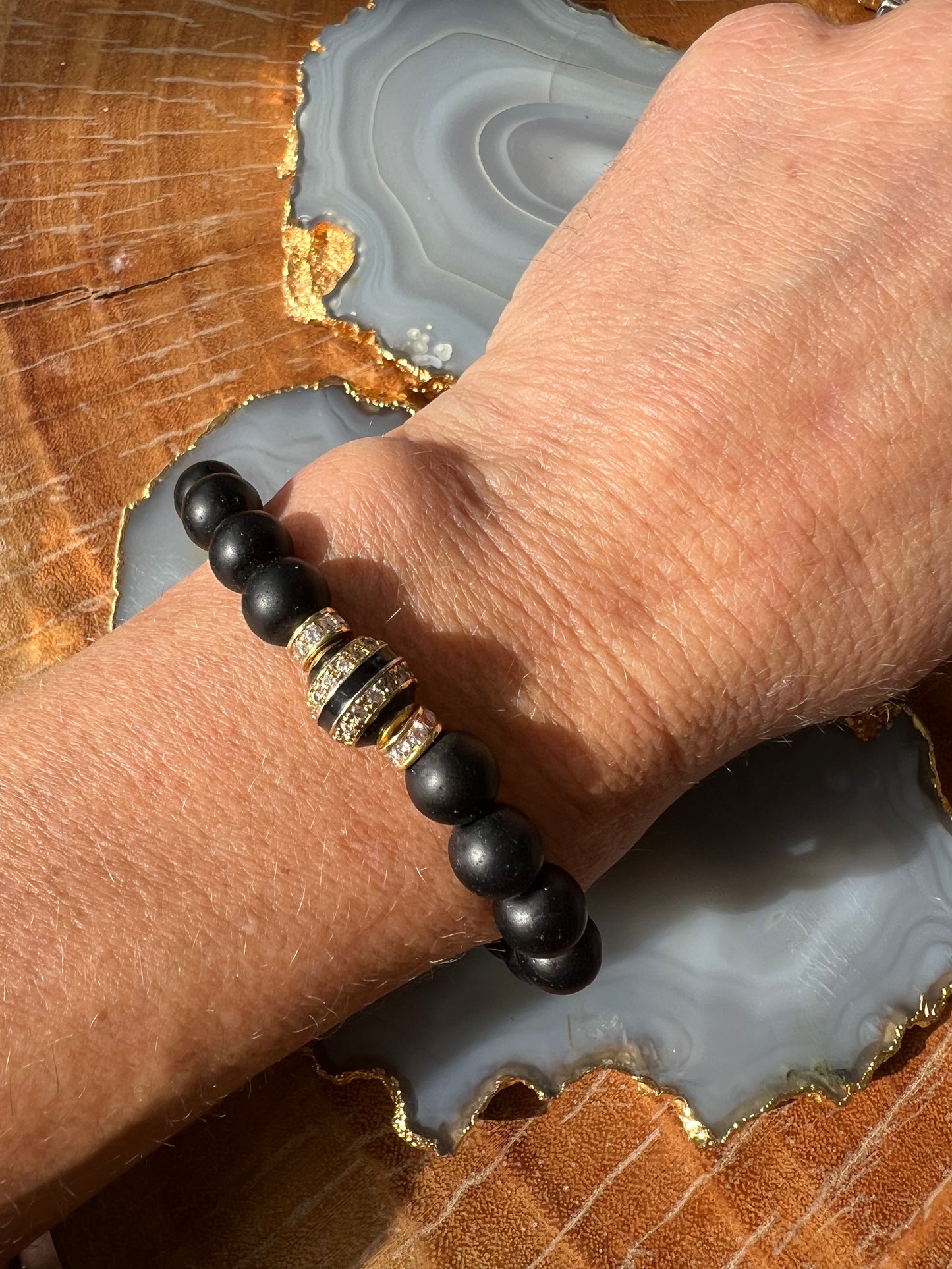 Ruby & Violet Black Pave Ball Bracelet