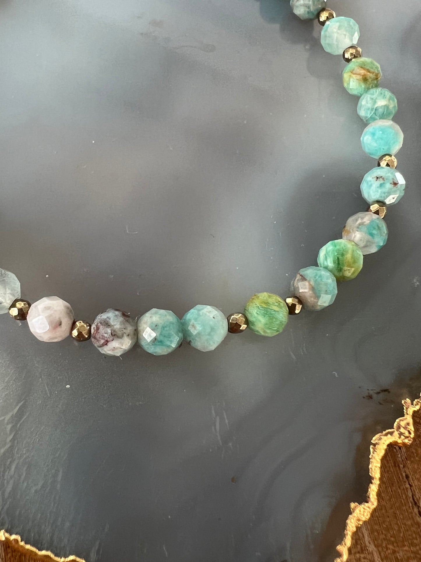 Ruby & Violet Amazonite Bead Bracelet