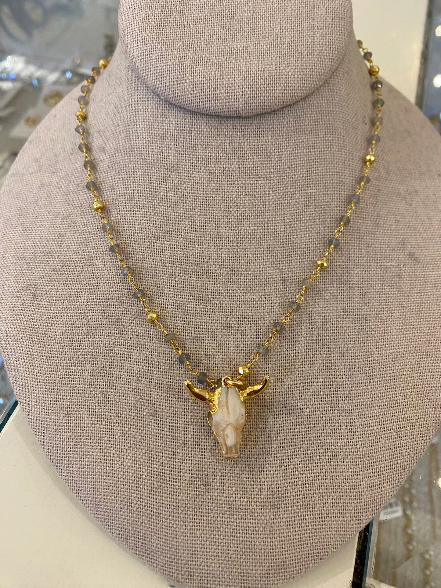 Ruby & Violet Steer Skull Necklace