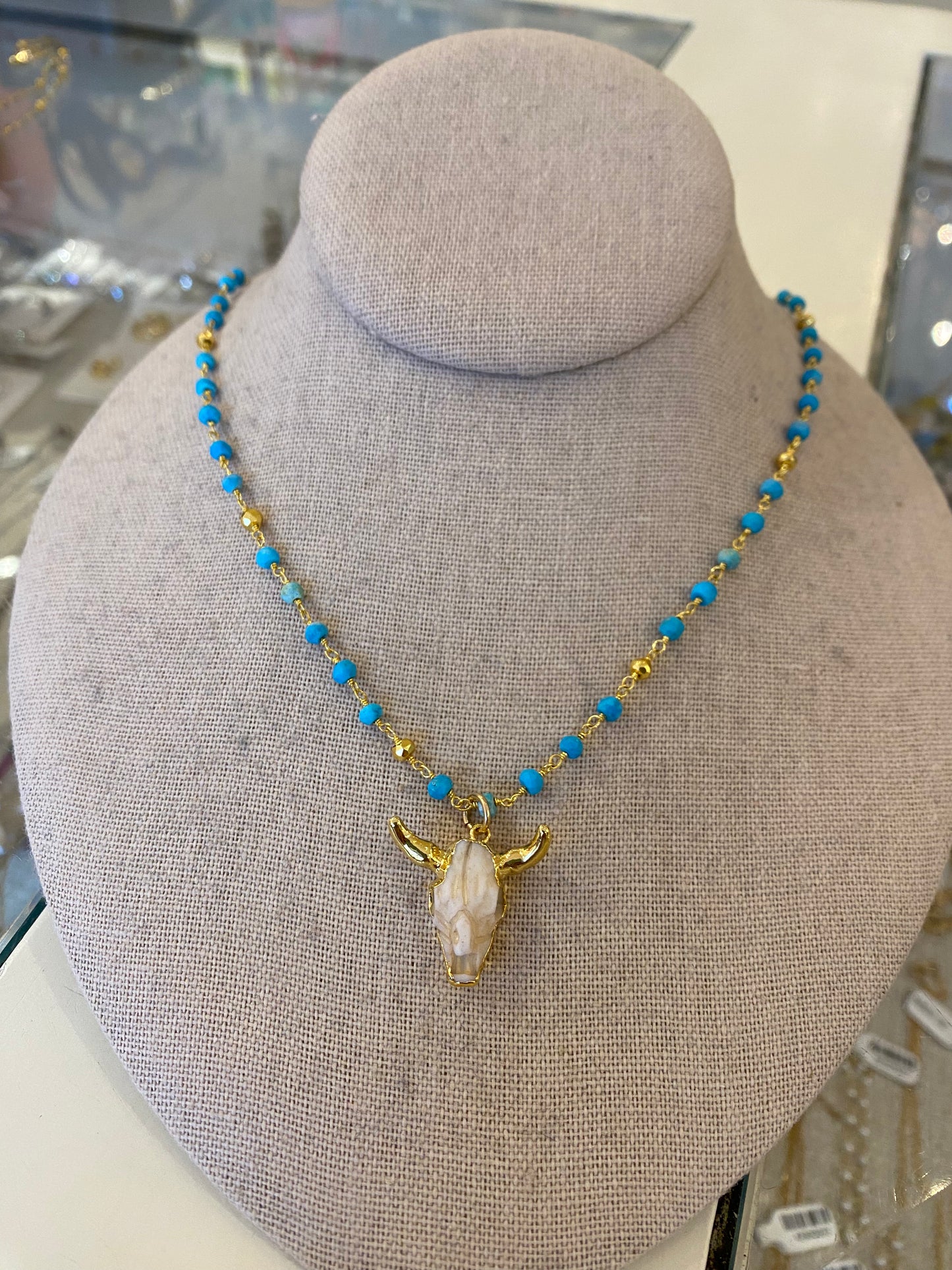 Ruby & Violet Steer Skull Necklace