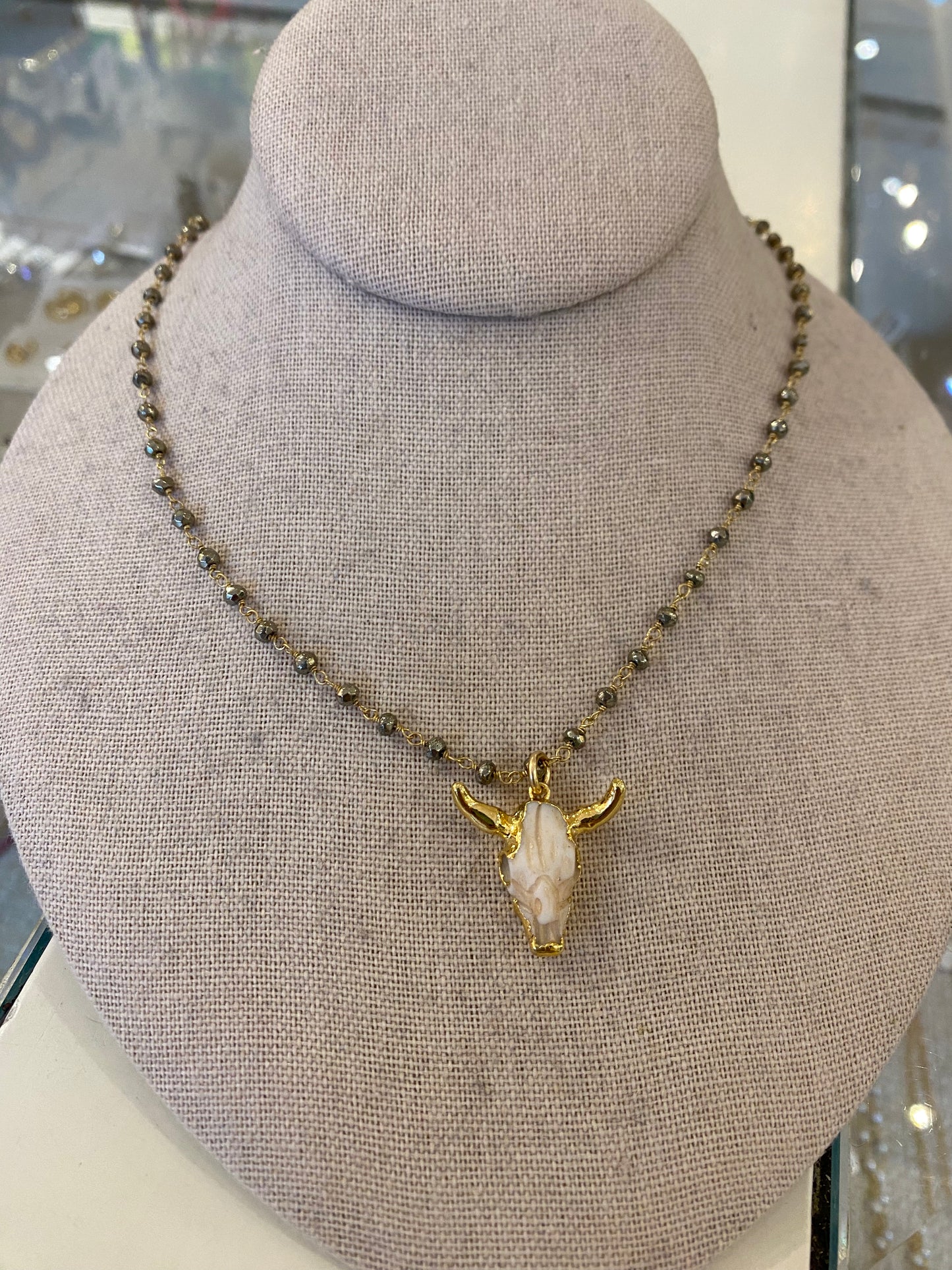 Ruby & Violet Steer Skull Necklace