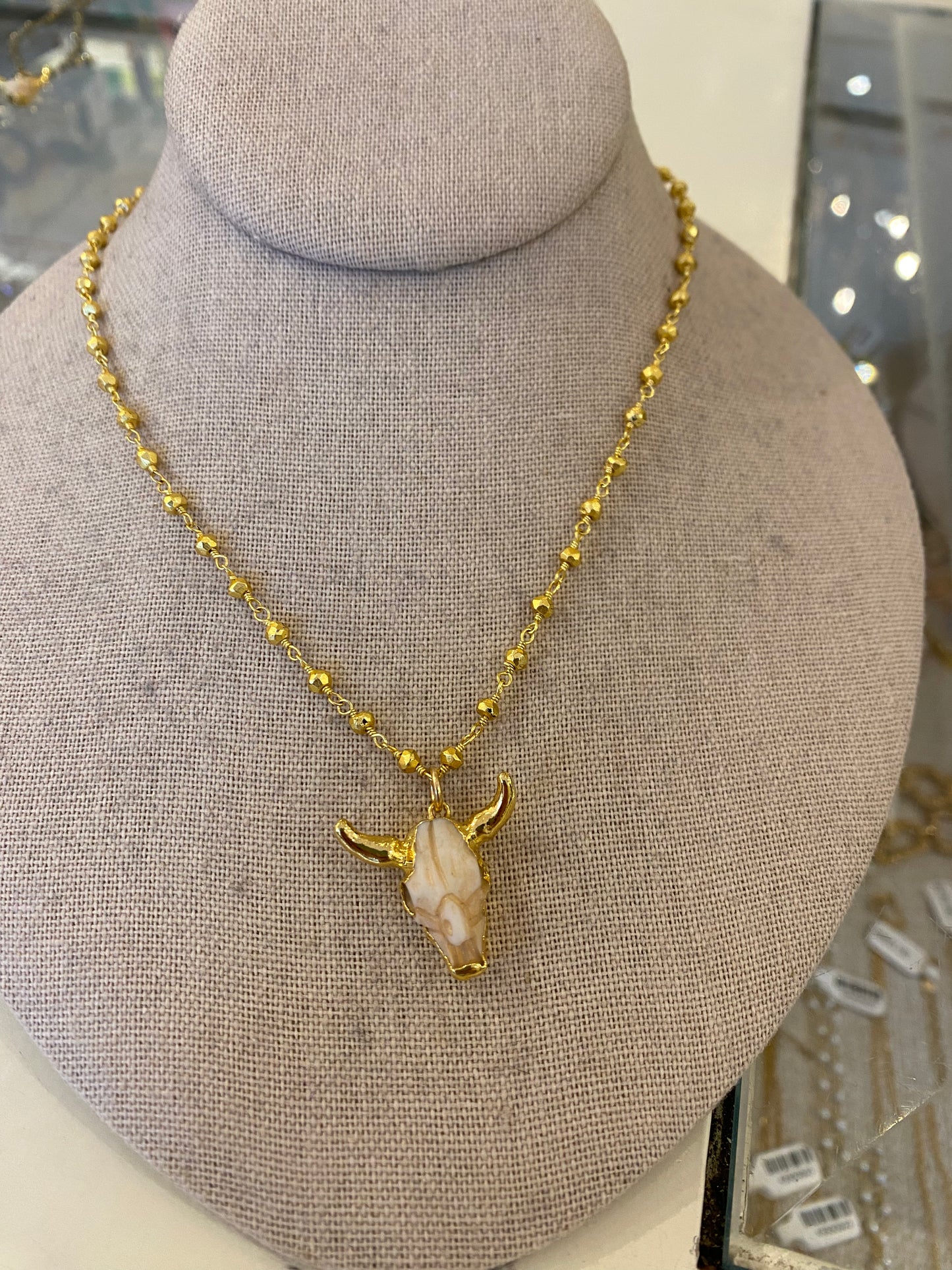 Ruby & Violet Steer Skull Necklace