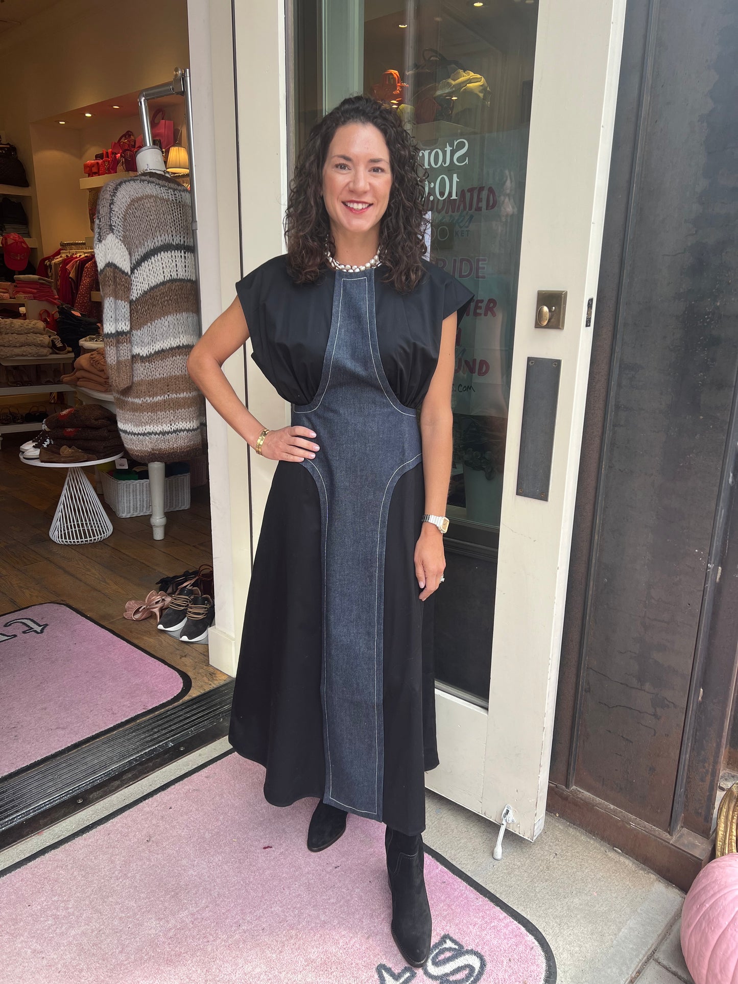 Mehtap Elaidi Denim Stripe Dress
