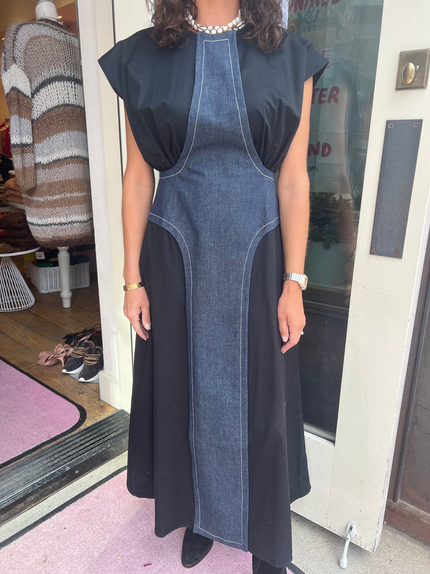 Mehtap Elaidi Denim Stripe Dress