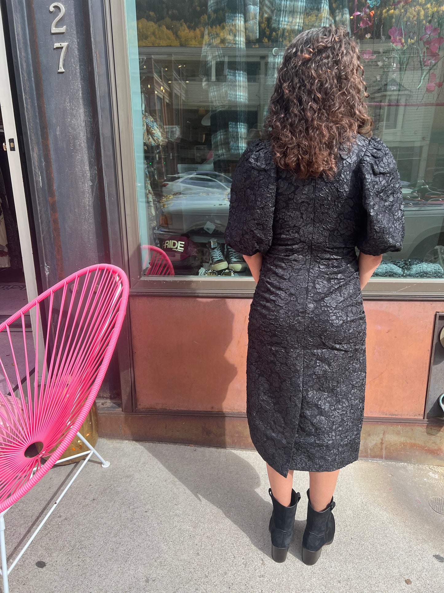 Ganni Puff Sleeve Midi Dress